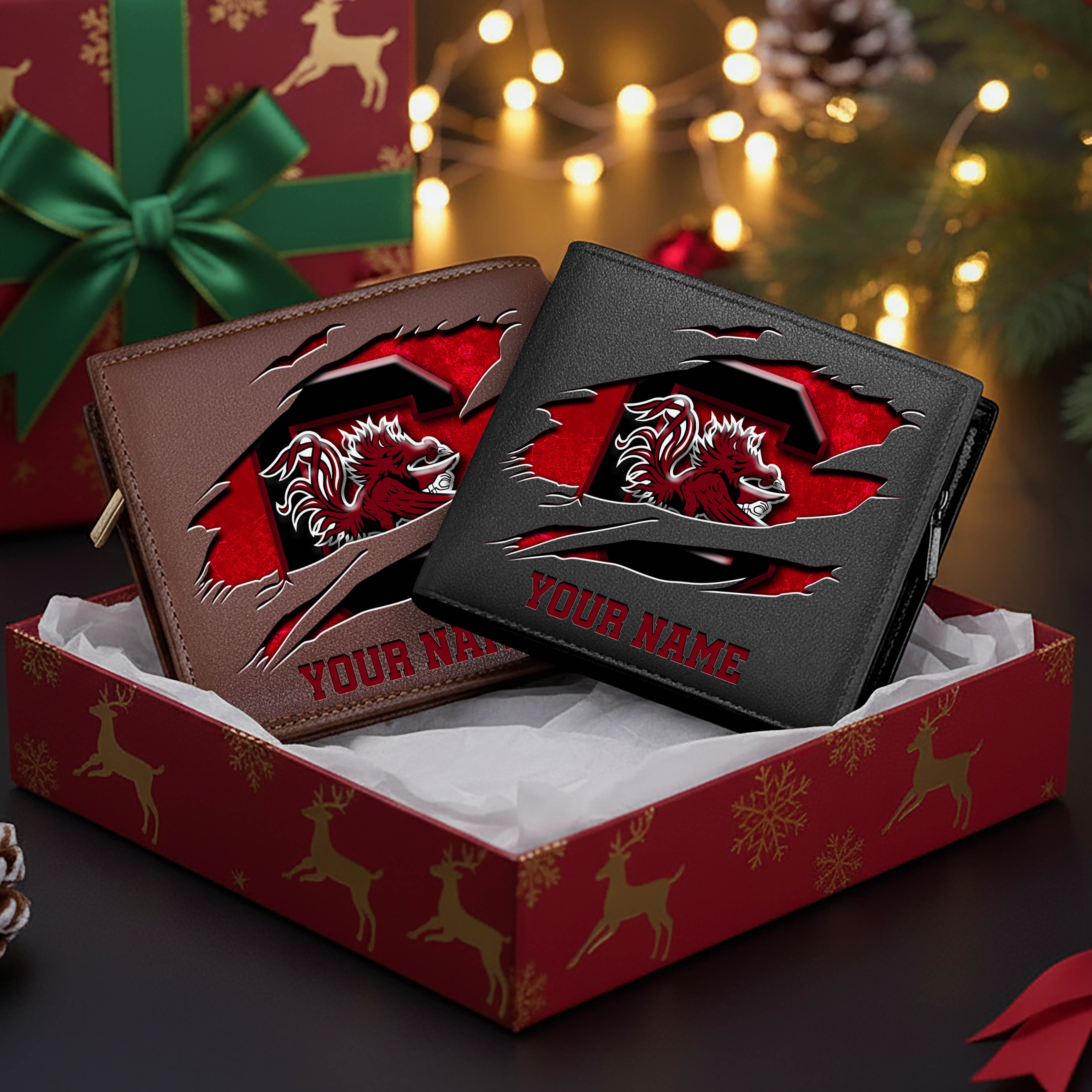 South Carolina Gamecocks Men Wallet Custom Your Name, Football Team Men Wallet For Fans, Gifts For Football Lovers EHIVM-08213237A