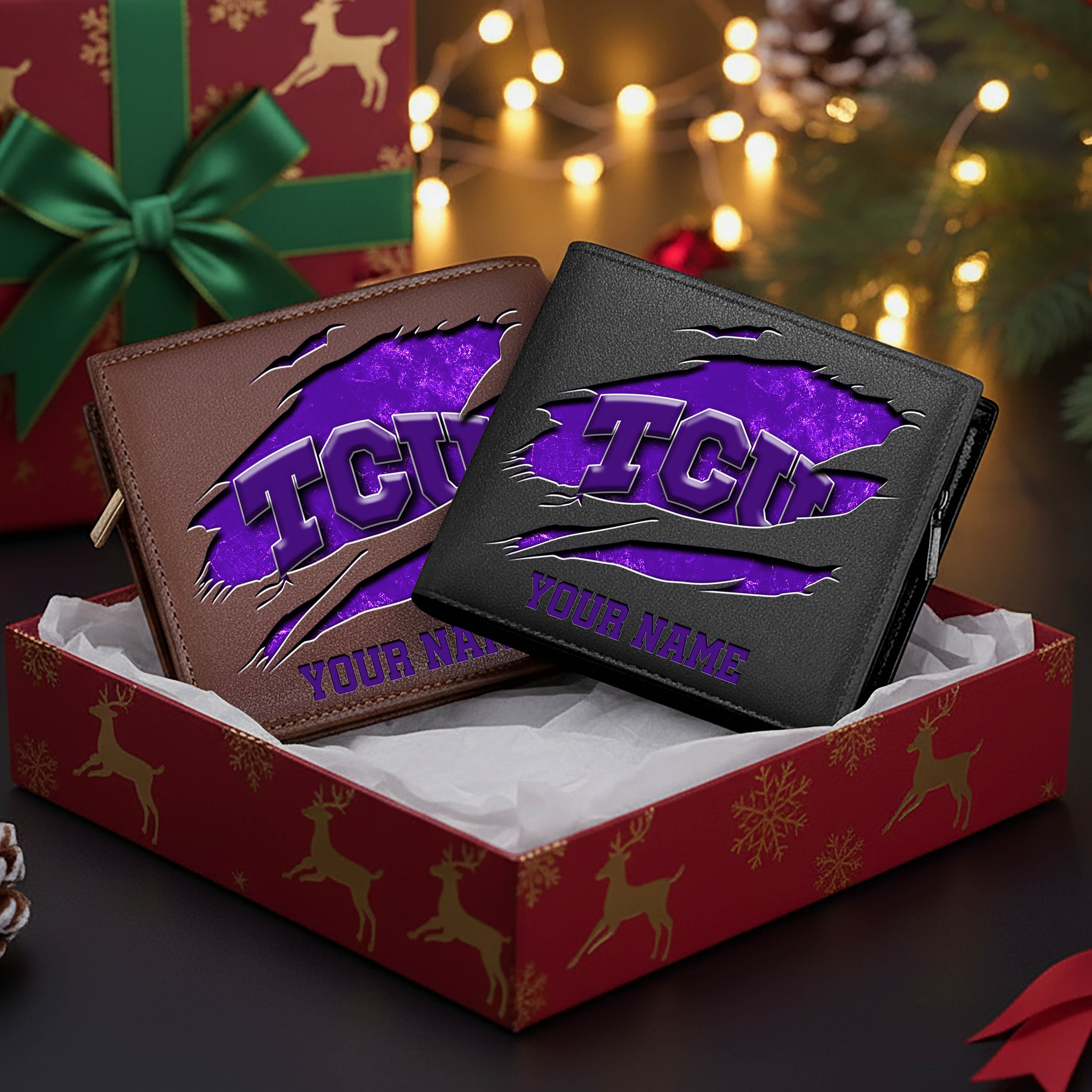TCU Horned Frogs Men Wallet Custom Your Name, Football Team Men Wallet For Fans, Gifts For Football Lovers EHIVM-08213237A