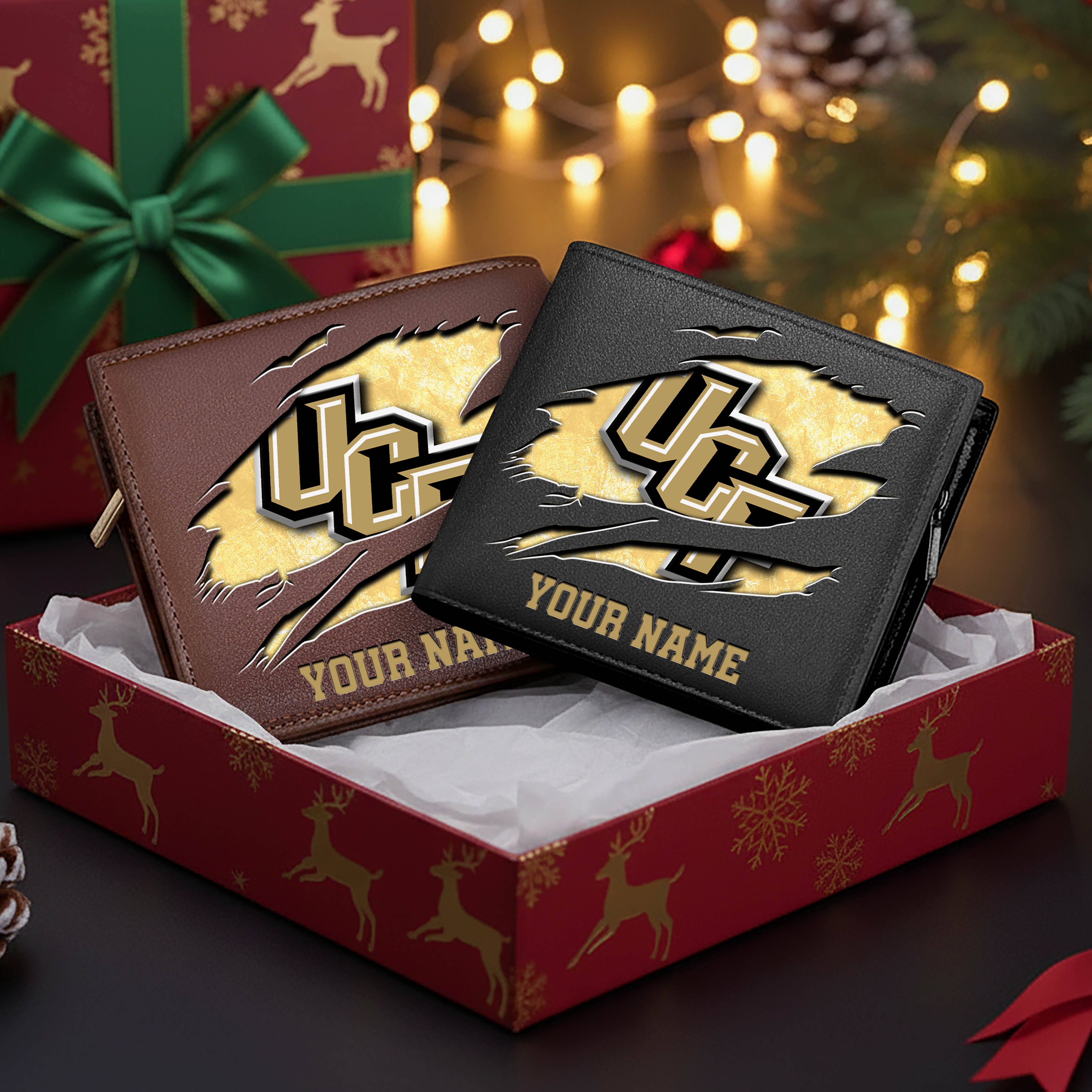 UCF Knights Men Wallet Custom Your Name, Football Team Men Wallet For Fans, Gifts For Football Lovers EHIVM-08213237A