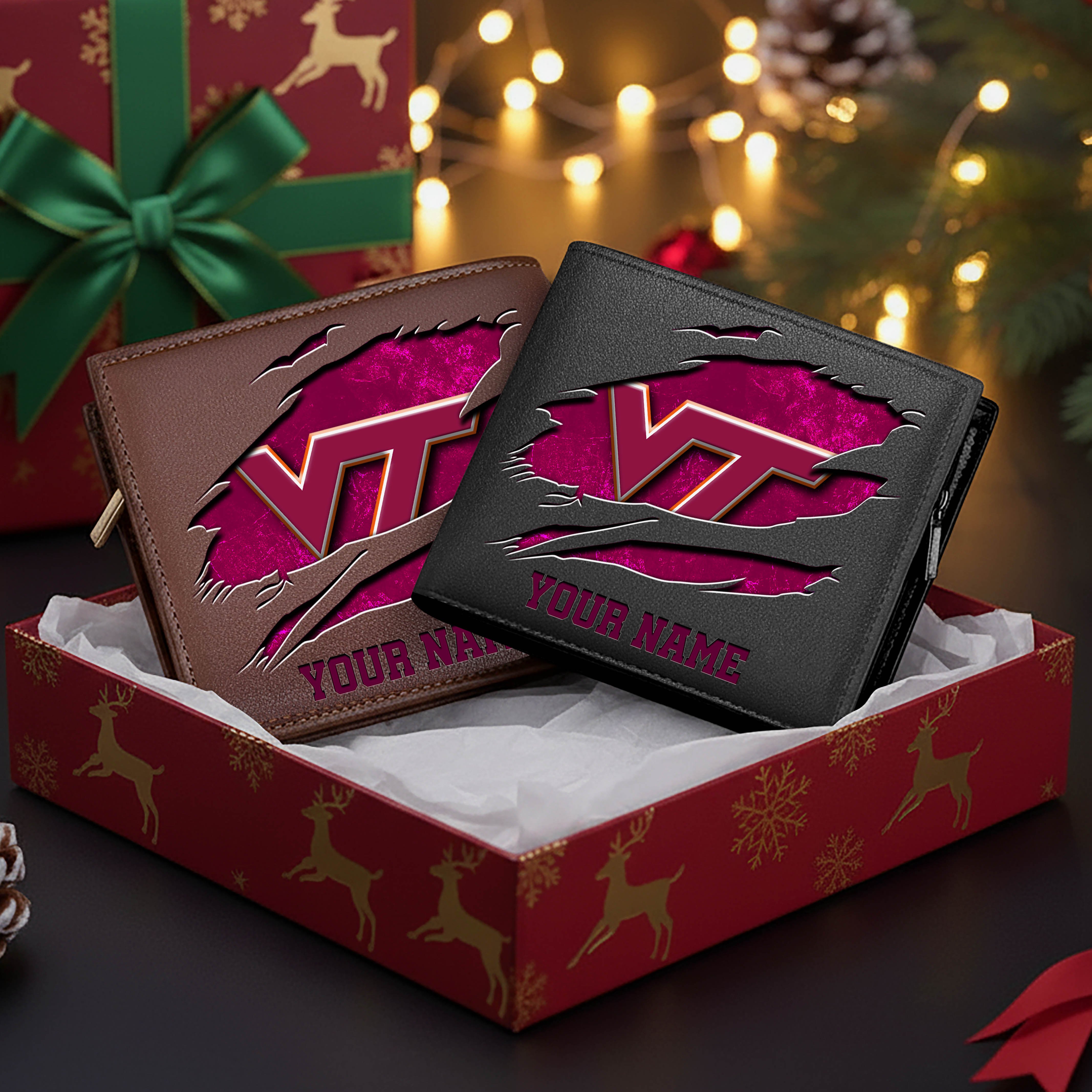 Virginia Tech Hokies Men Wallet Custom Your Name, Football Team Men Wallet For Fans, Gifts For Football Lovers EHIVM-08213237A