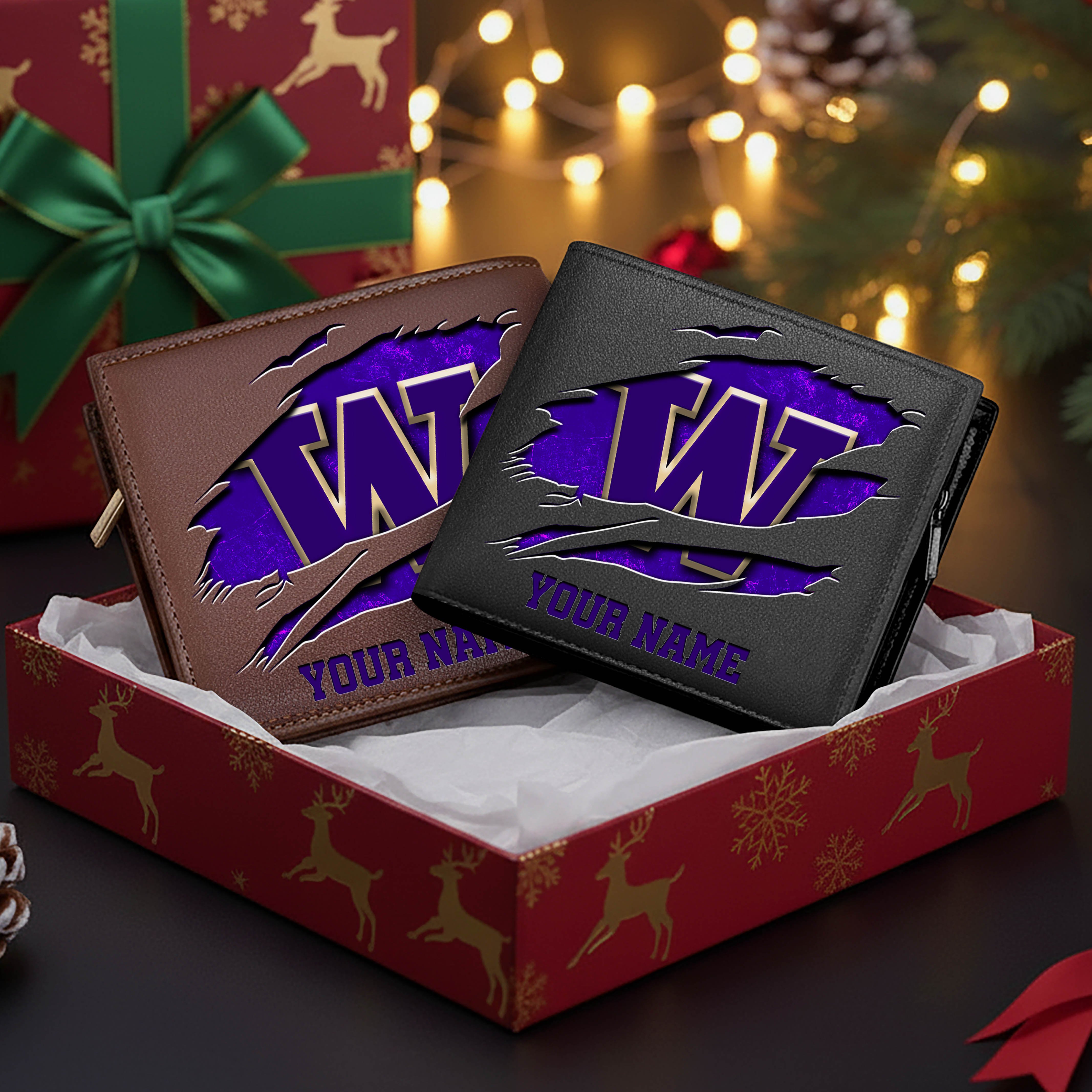 Washington Huskies Men Wallet Custom Your Name, Football Team Men Wallet For Fans, Gifts For Football Lovers EHIVM-08213237A