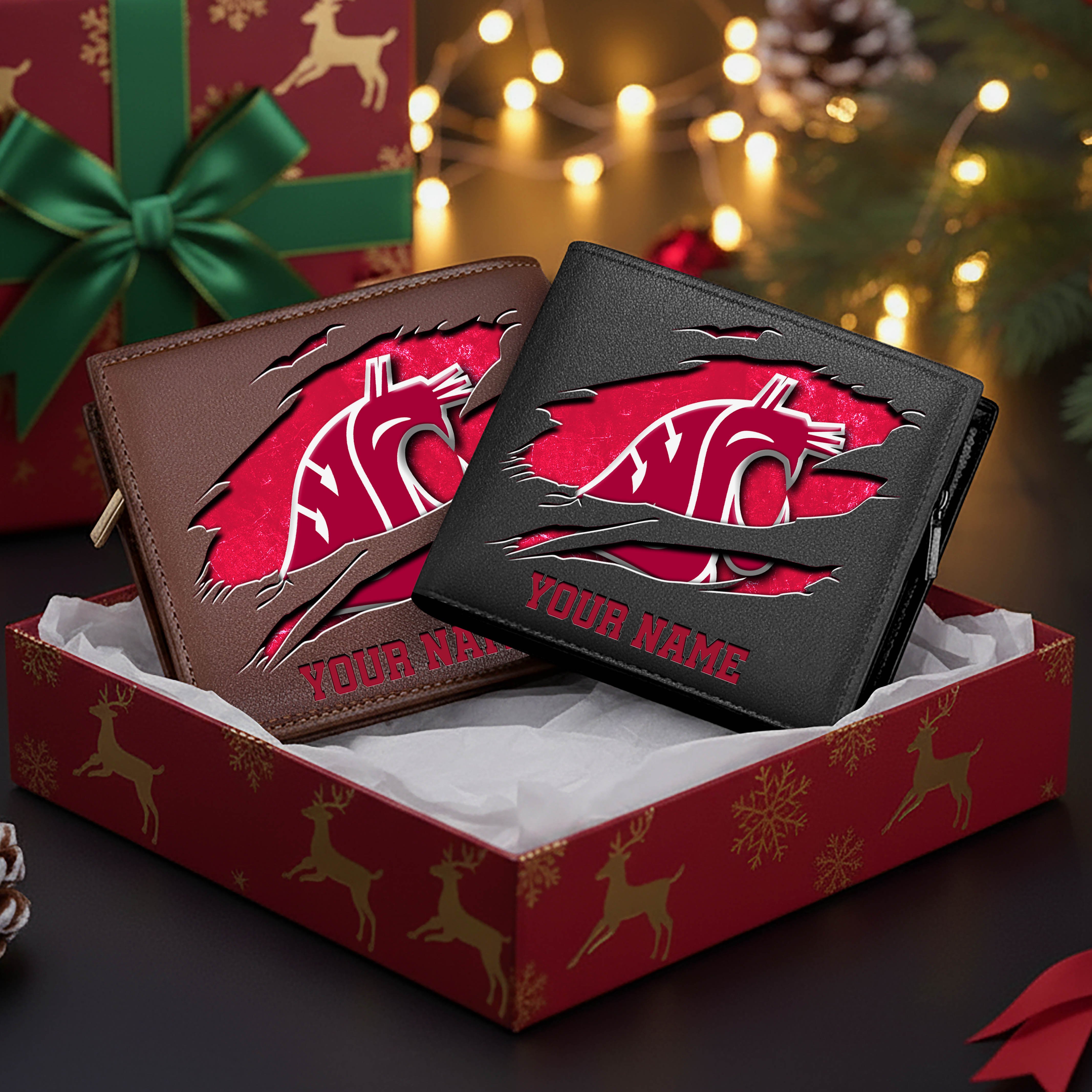 Washington State Cougars Men Wallet Custom Your Name, Football Team Men Wallet For Fans, Gifts For Football Lovers EHIVM-08213237A