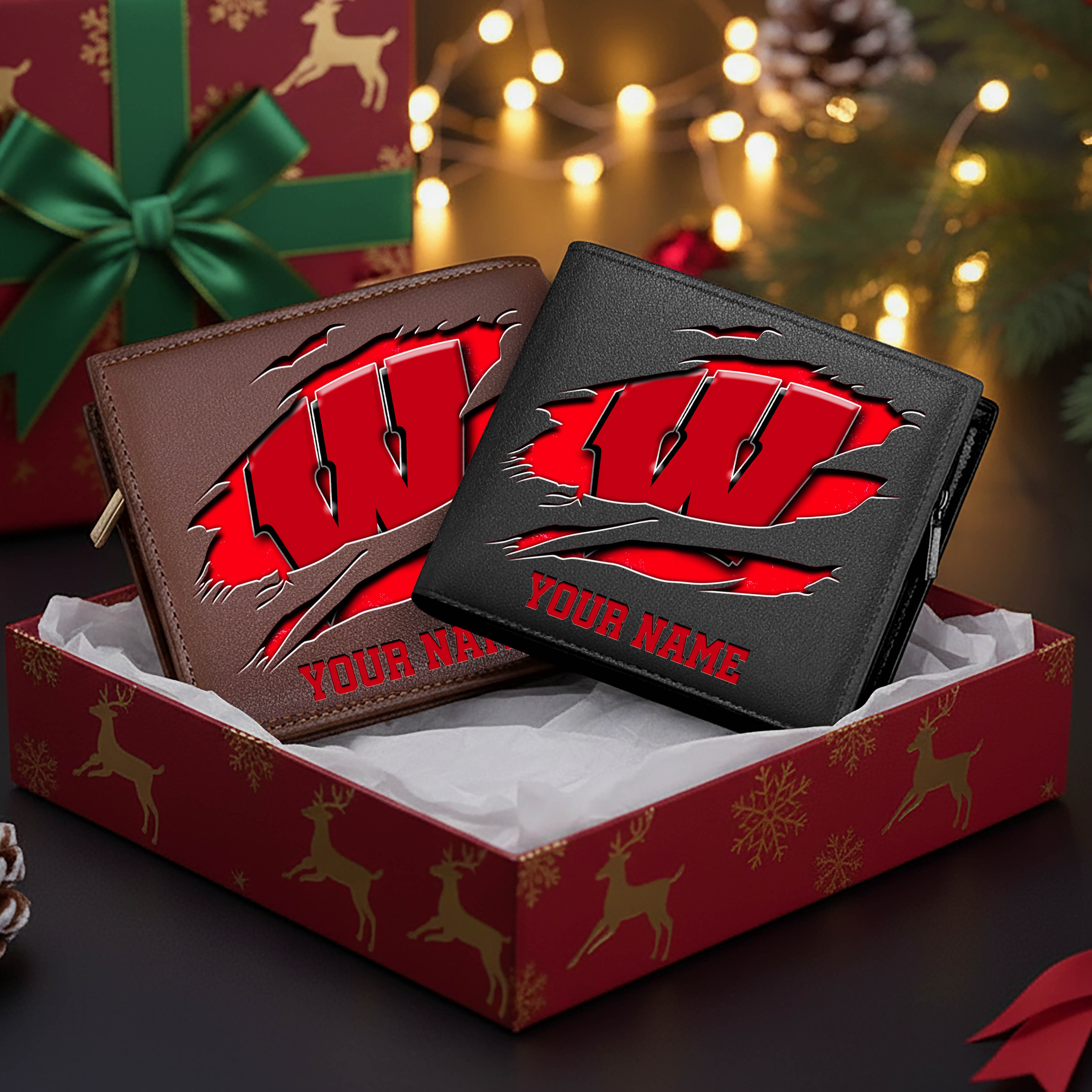 Wisconsin Badgers Men Wallet Custom Your Name, Football Team Men Wallet For Fans, Gifts For Football Lovers EHIVM-08213237A
