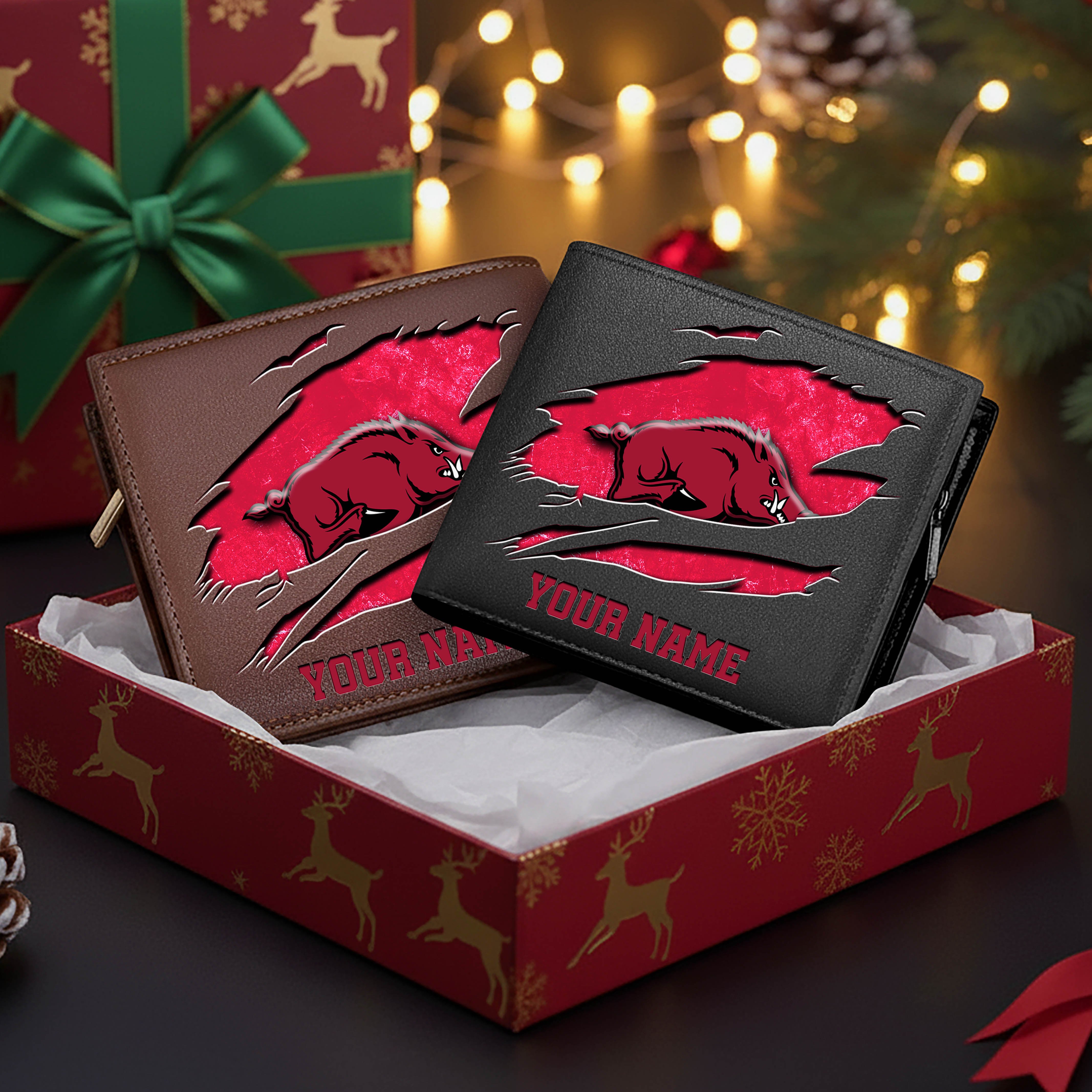 Arkansas Razorbacks Men Wallet Custom Your Name, Football Team Men Wallet For Fans, Gifts For Football Lovers EHIVM-08213237A