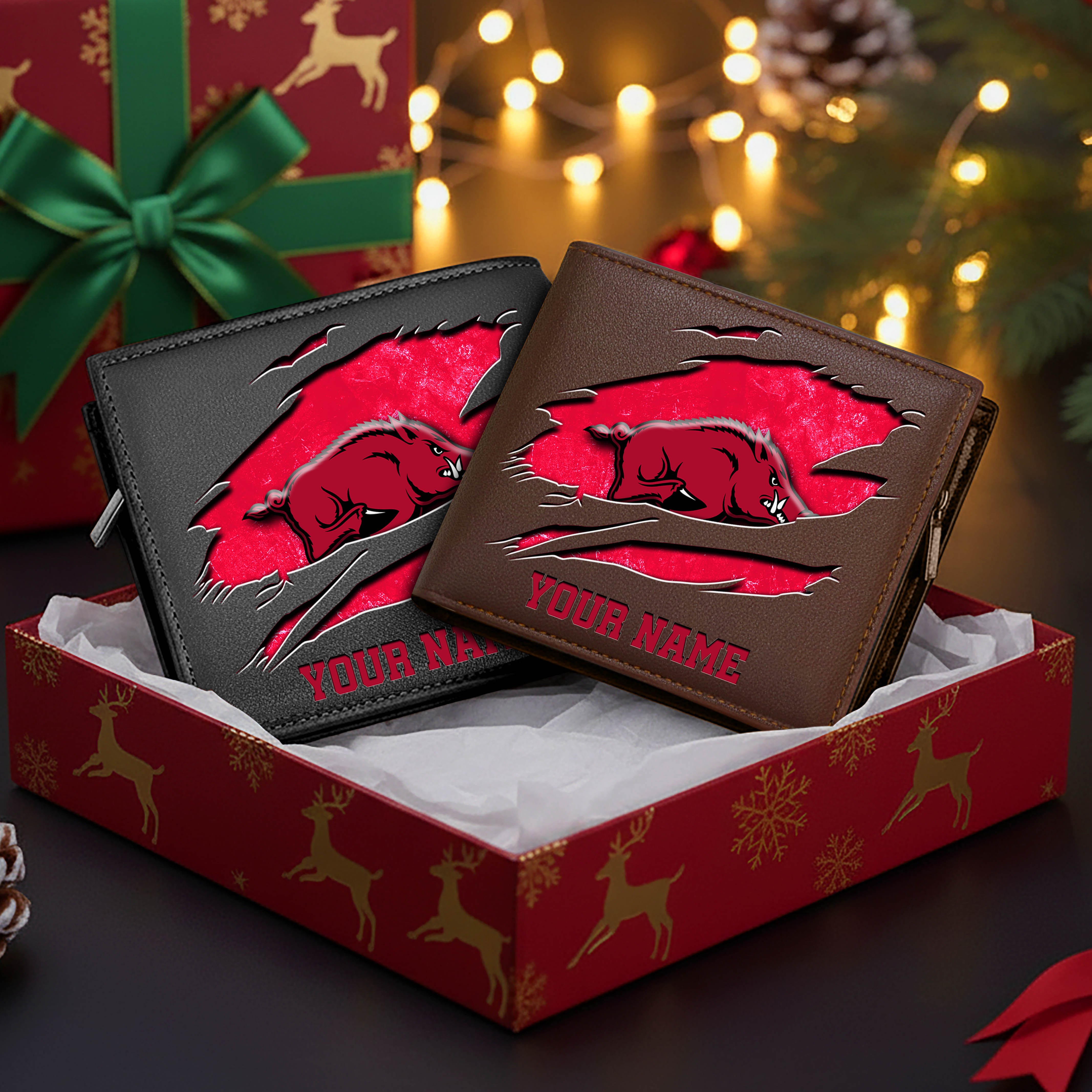 Alternative view of Arkansas Razorbacks Men Wallet Custom Your Name, Football Team Men Wallet For Fans, Gifts For Football Lovers EHIVM-08213237A