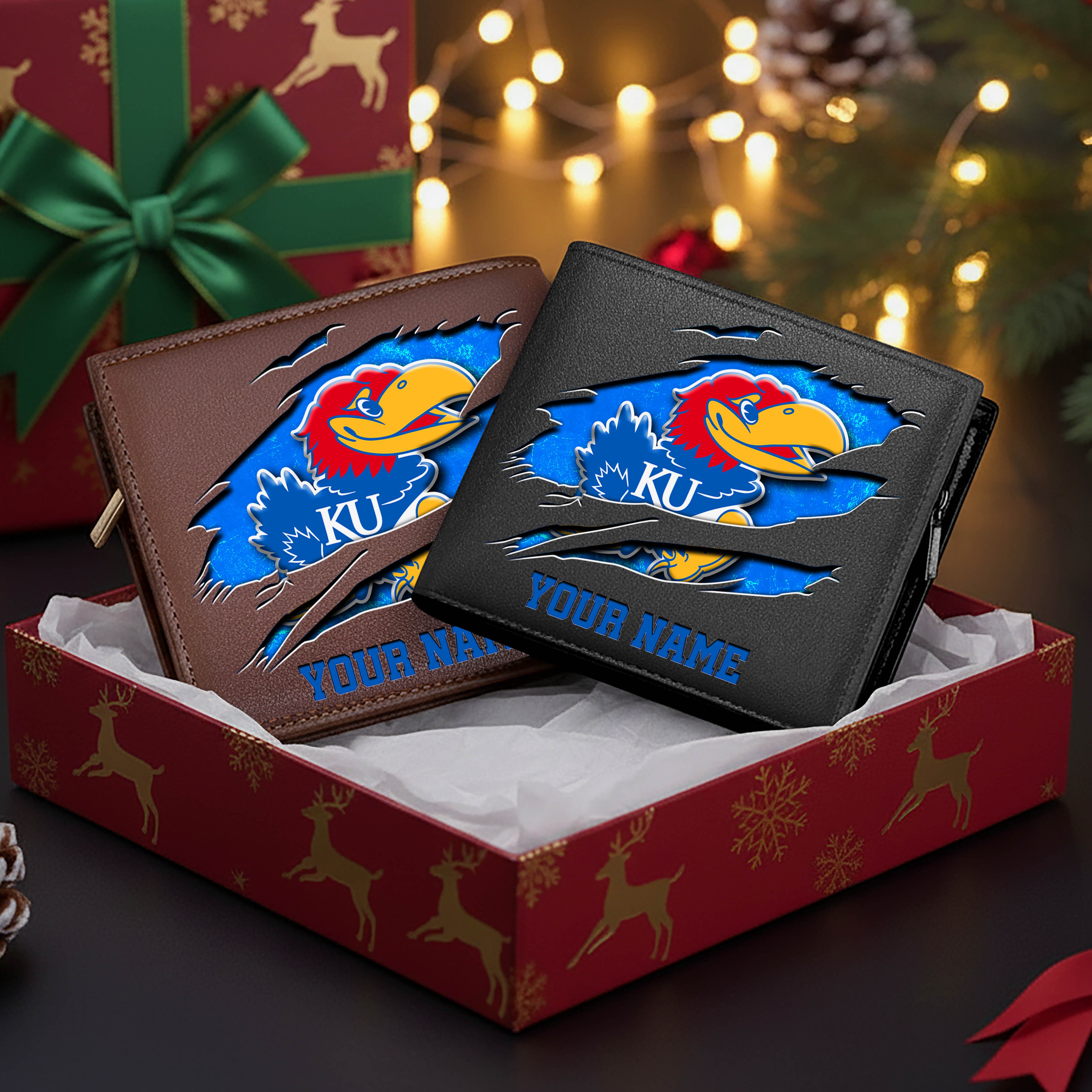 Kansas Jayhawks Men Wallet Custom Your Name, Football Team Men Wallet For Fans, Gifts For Football Lovers EHIVM-08213237A