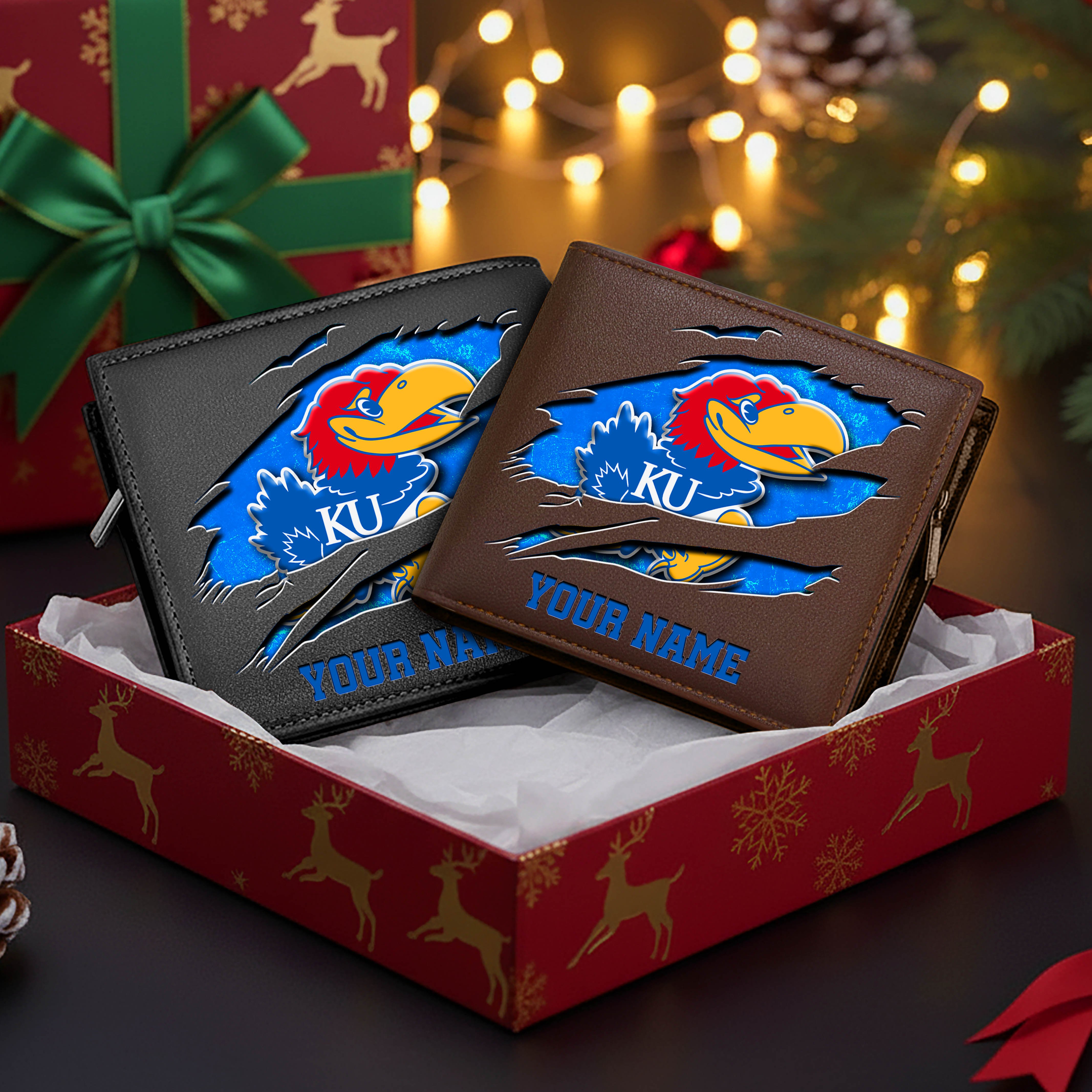 Alternative view of Kansas Jayhawks Men Wallet Custom Your Name, Football Team Men Wallet For Fans, Gifts For Football Lovers EHIVM-08213237A