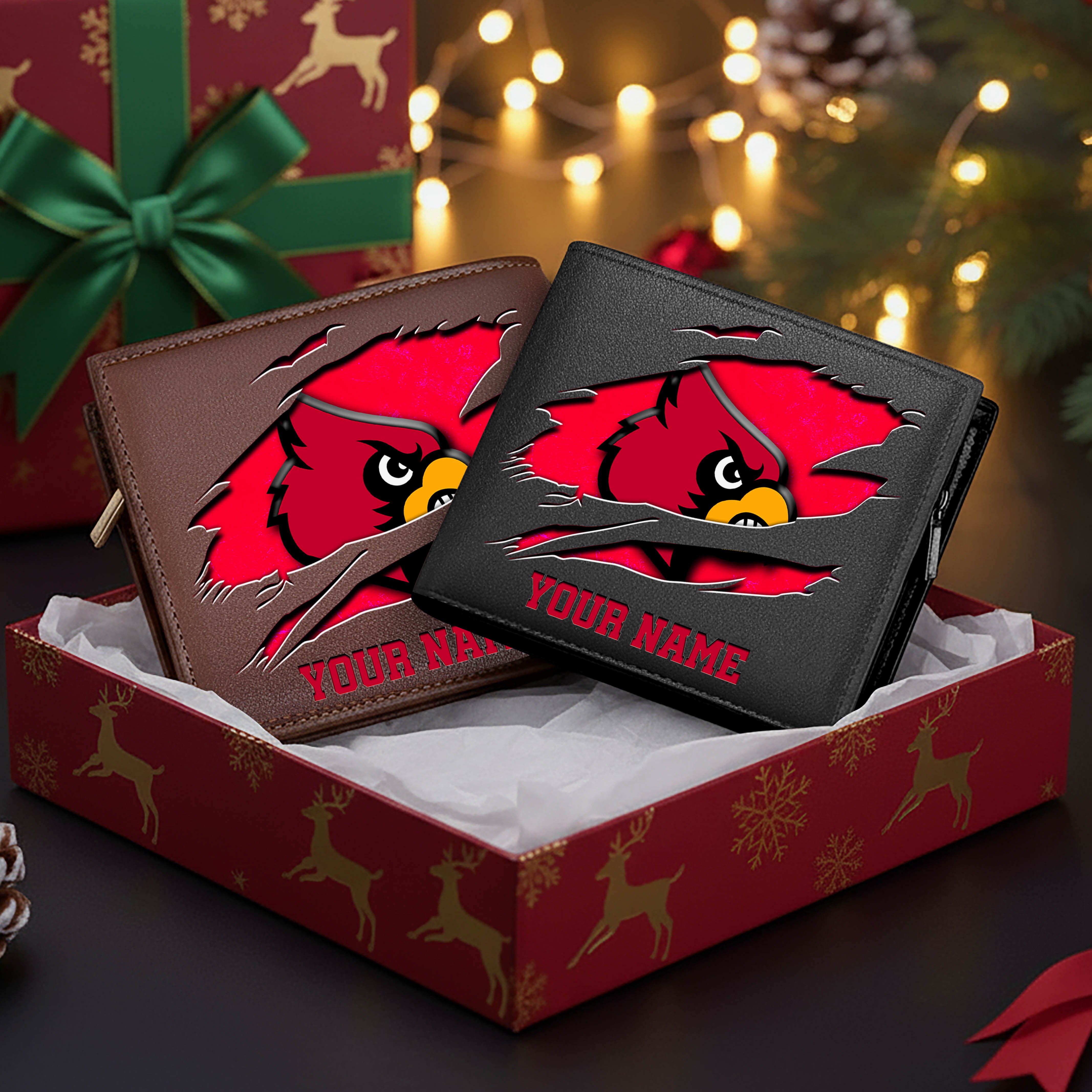 Louisville Cardinals Men Wallet Custom Your Name, Football Team Men Wallet For Fans, Gifts For Football Lovers EHIVM-08213237A