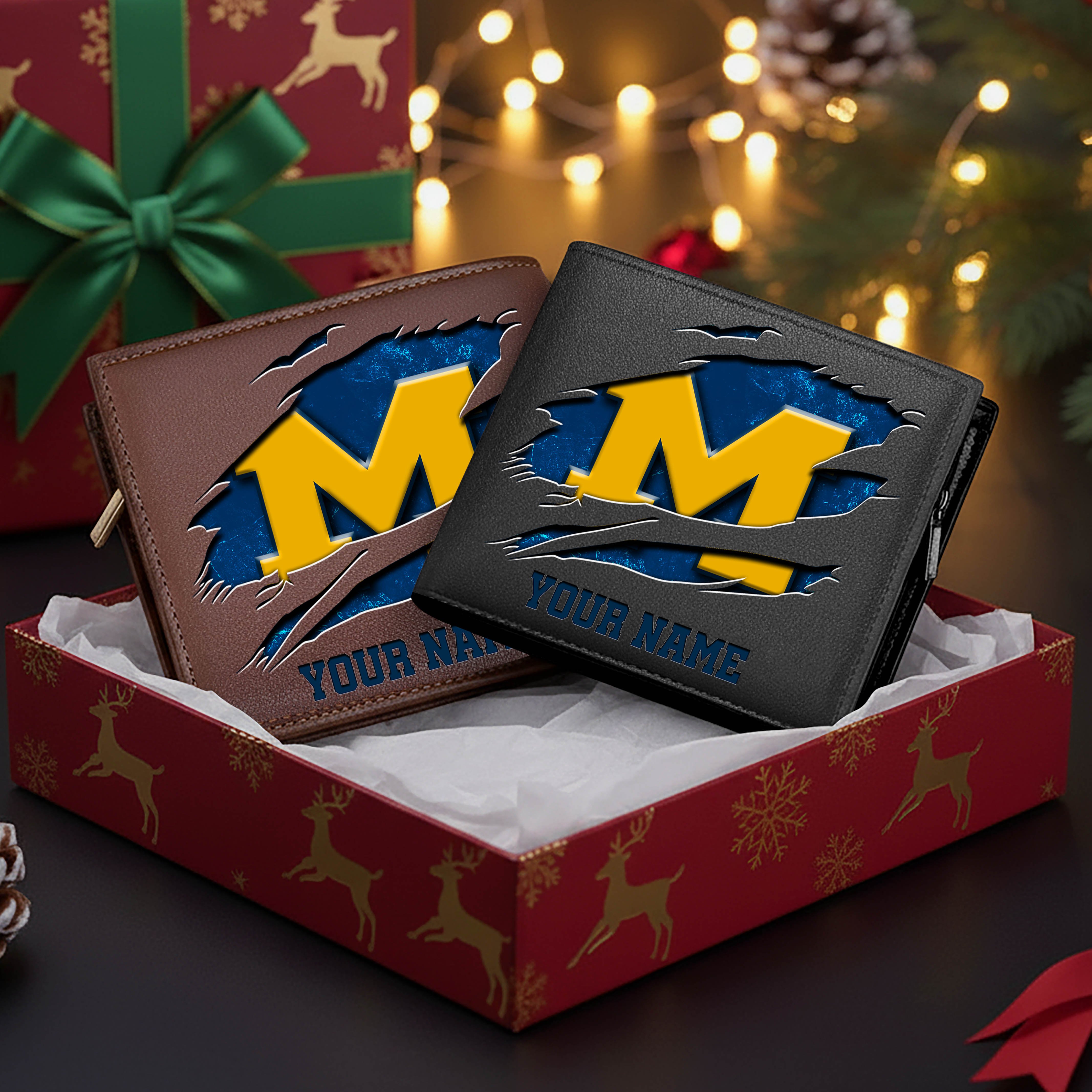 Michigan Wolverines Men Wallet Custom Your Name, Football Team Men Wallet For Fans, Gifts For Football Lovers EHIVM-08213237A