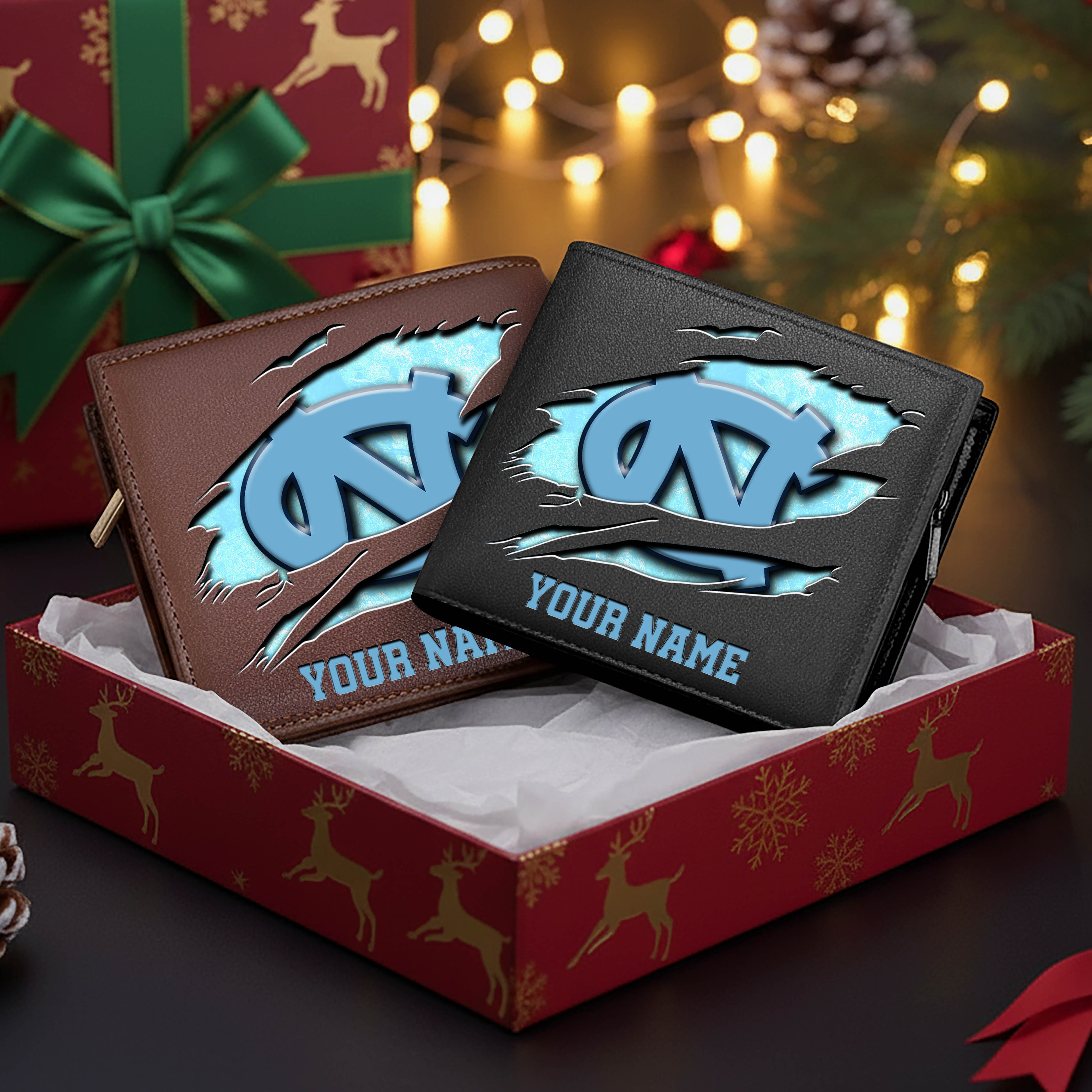 North Carolina Tar Heels Men Wallet Custom Your Name, Football Team Men Wallet For Fans, Gifts For Football Lovers EHIVM-08213237A