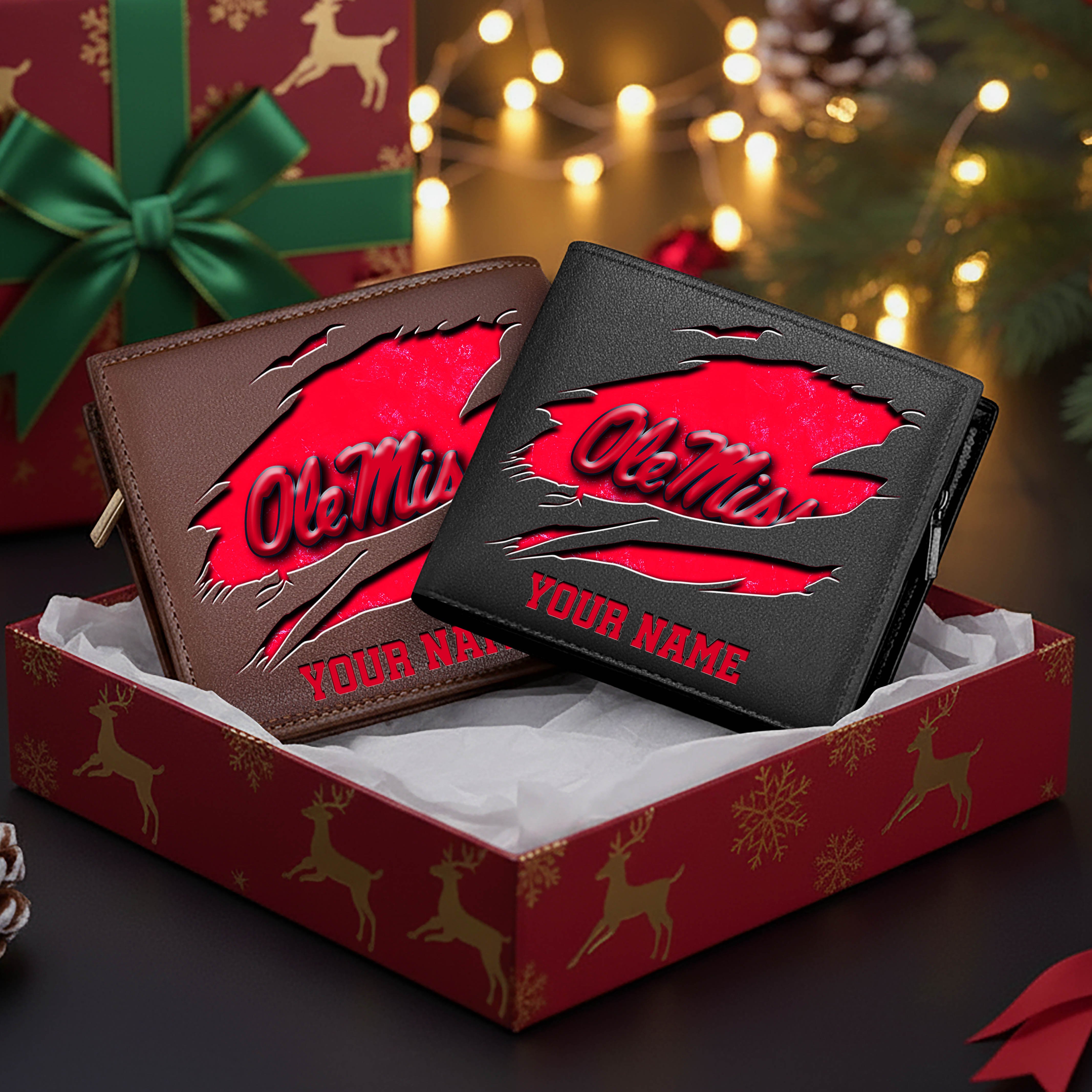 Ole Miss Rebels Men Wallet Custom Your Name, Football Team Men Wallet For Fans, Gifts For Football Lovers EHIVM-08213237A