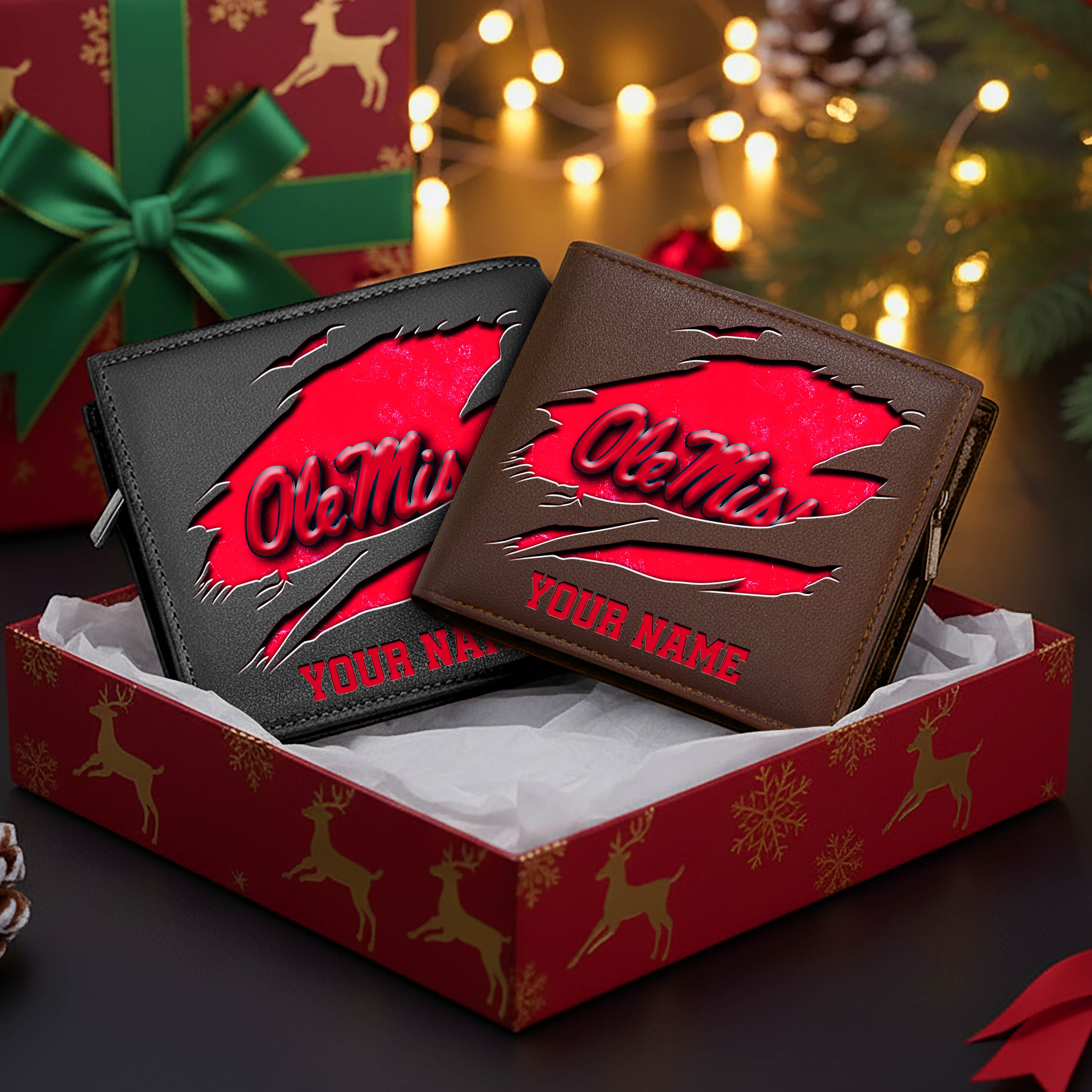 Alternative view of Ole Miss Rebels Men Wallet Custom Your Name, Football Team Men Wallet For Fans, Gifts For Football Lovers EHIVM-08213237A