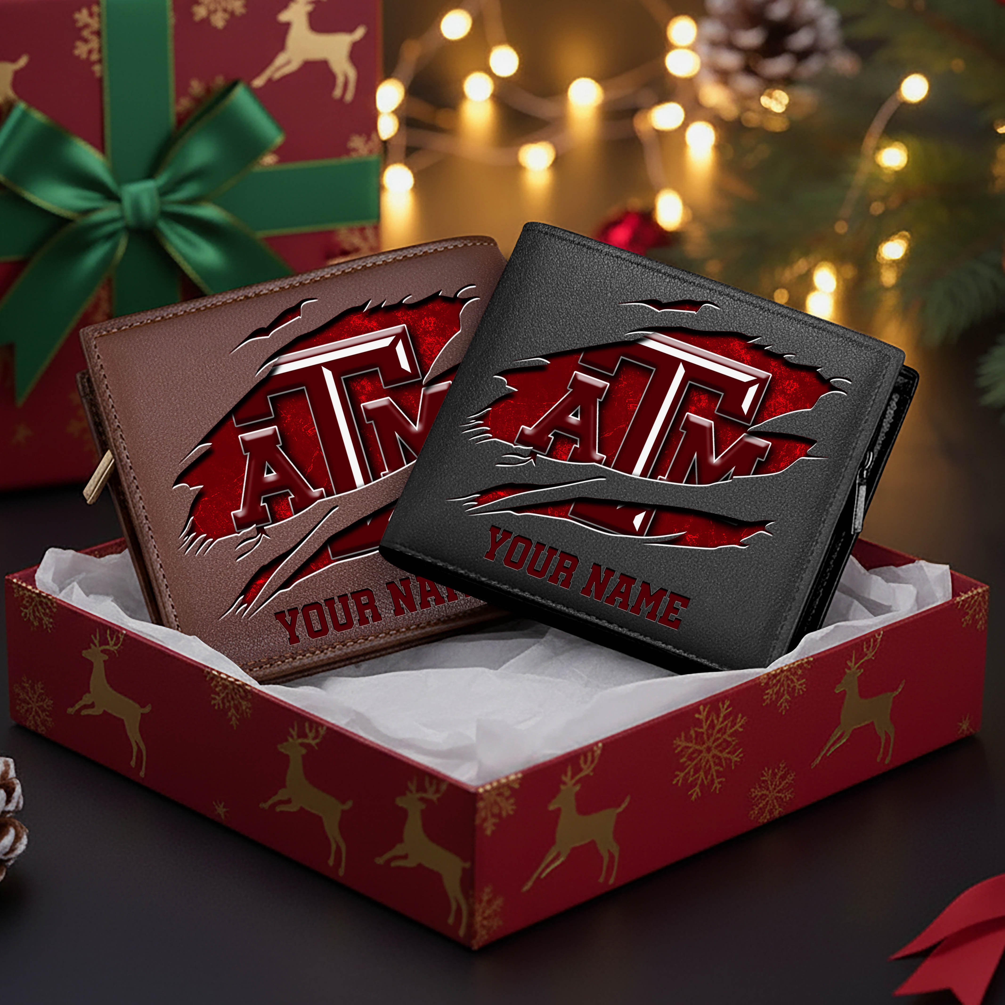 Texas A&M Aggies Men Wallet Custom Your Name, Football Team Men Wallet For Fans, Gifts For Football Lovers EHIVM-08213237A