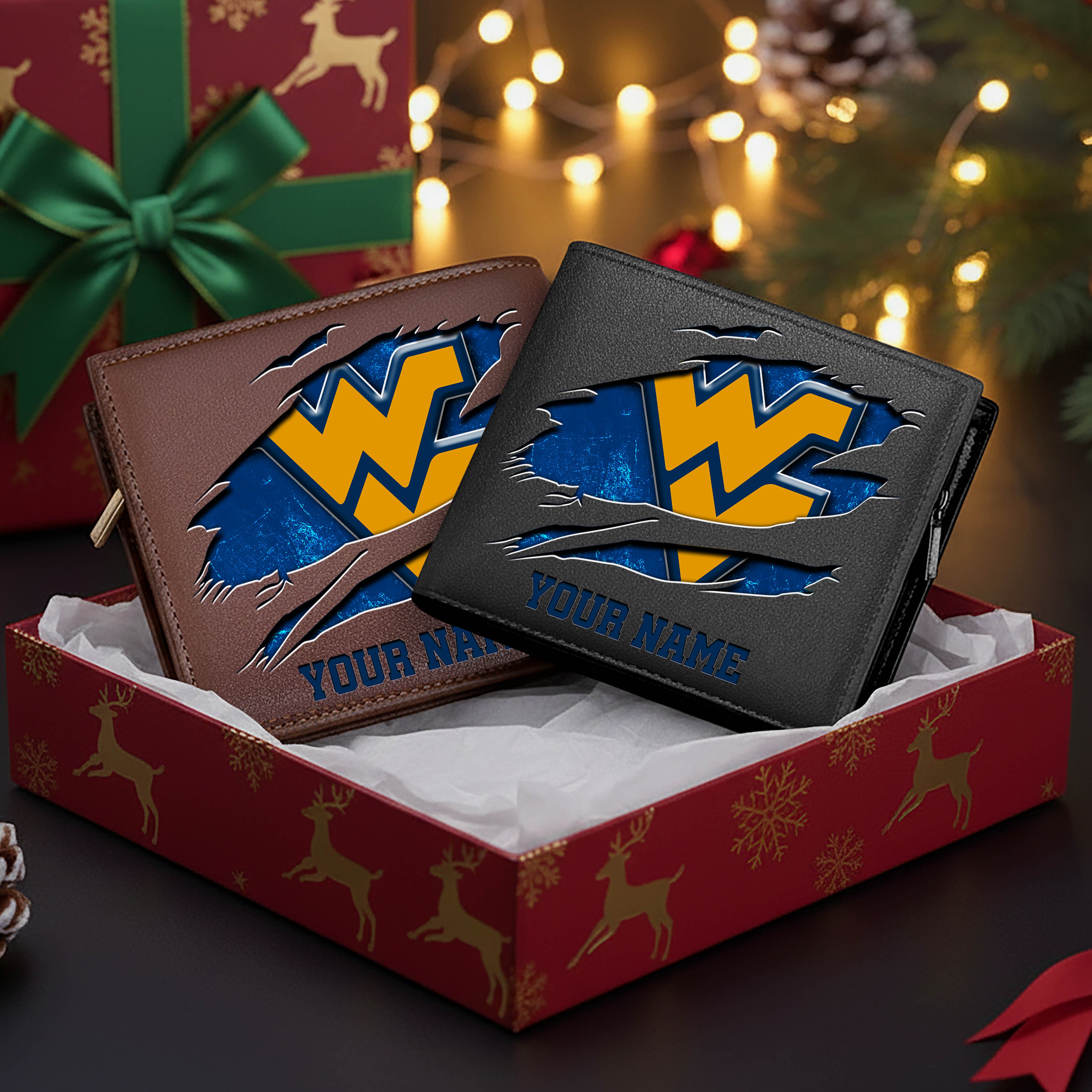 West Virginia Mountaineers Men Wallet Custom Your Name, Football Team Men Wallet For Fans, Gifts For Football Lovers EHIVM-08213237A