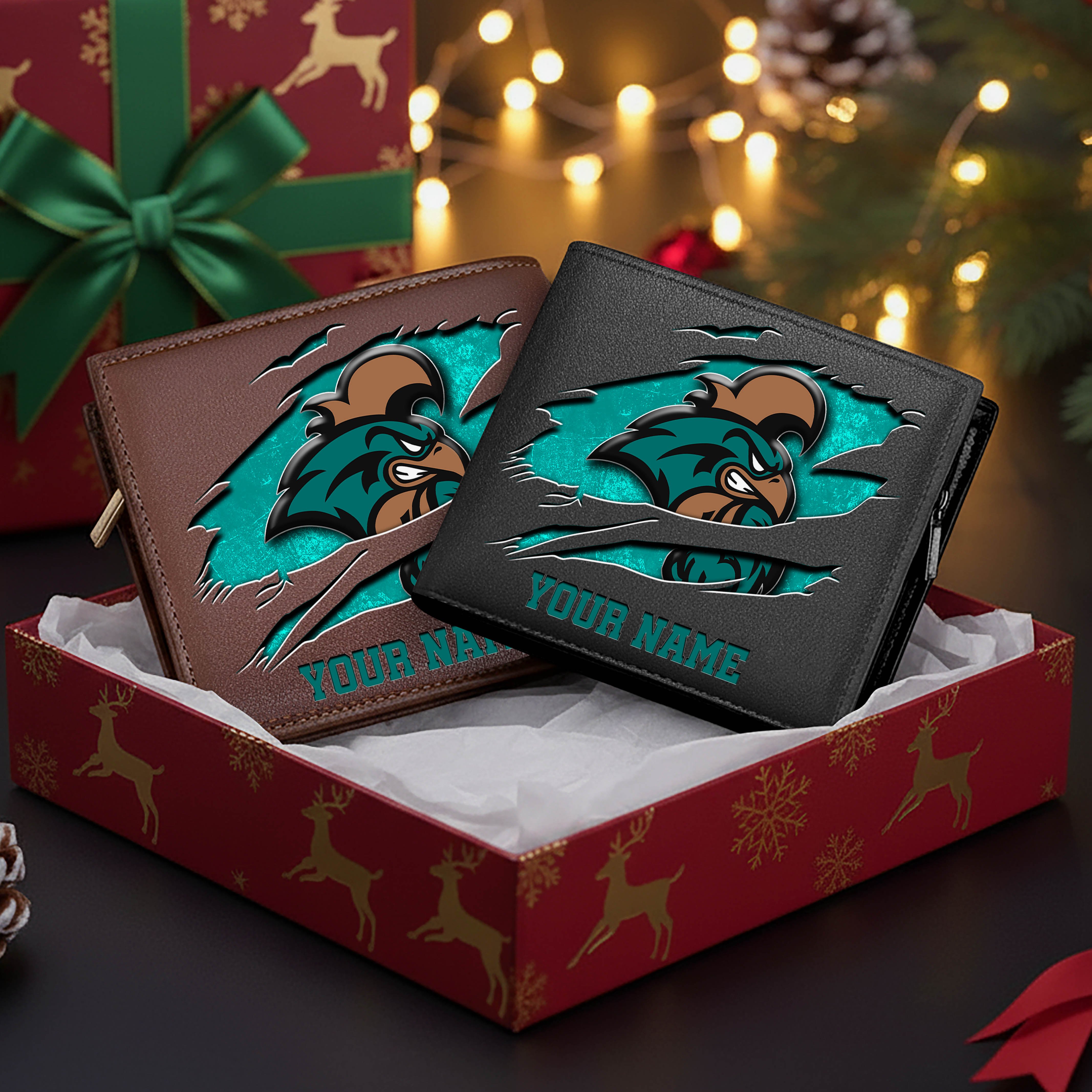 Coastal Carolina Chanticleers Men Wallet Custom Your Name, Football Team Men Wallet For Fans, Gifts For Football Lovers EHIVM-08213237A