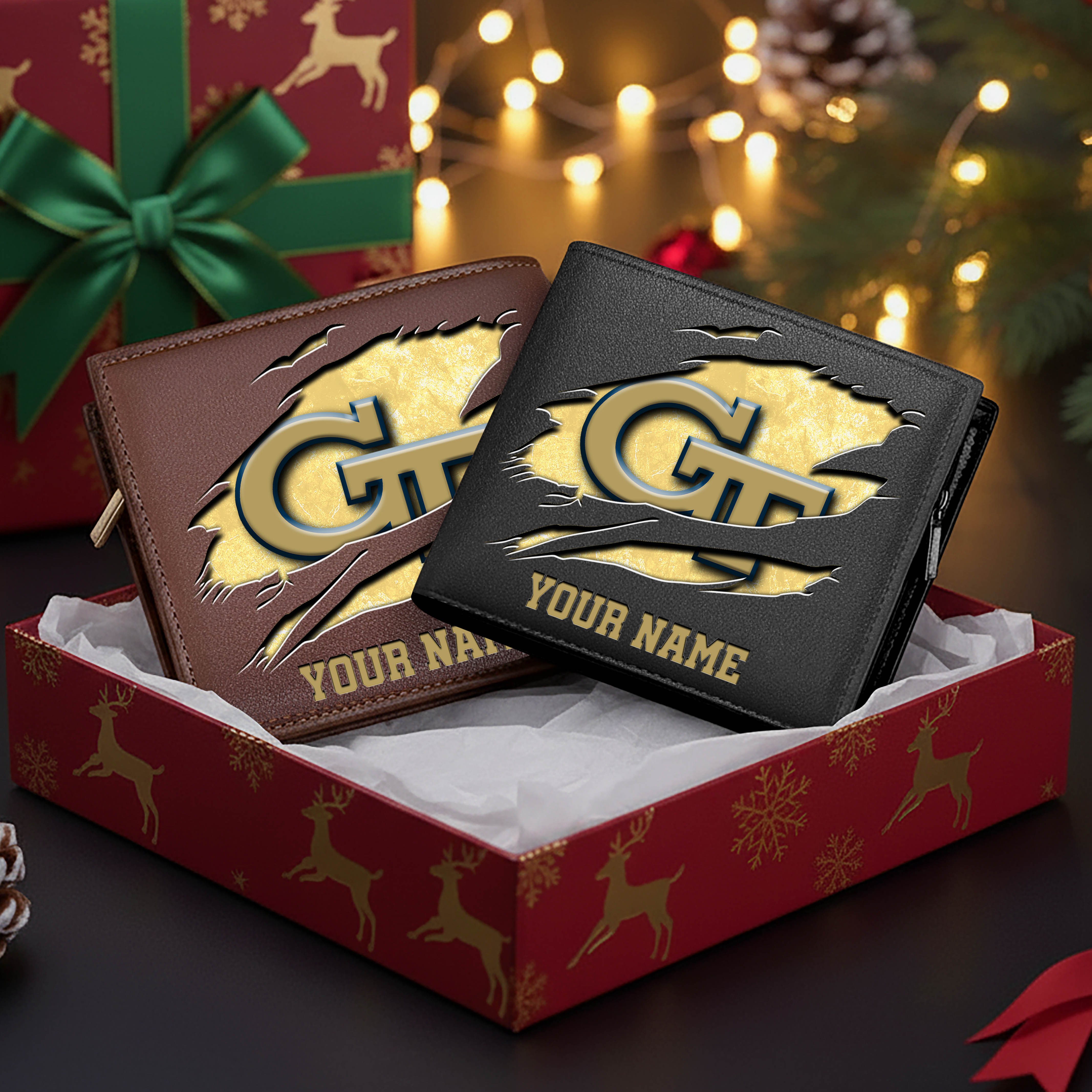 Georgia Tech Yellow Jackets Men Wallet Custom Your Name, Football Team Men Wallet For Fans, Gifts For Football Lovers EHIVM-08213237A