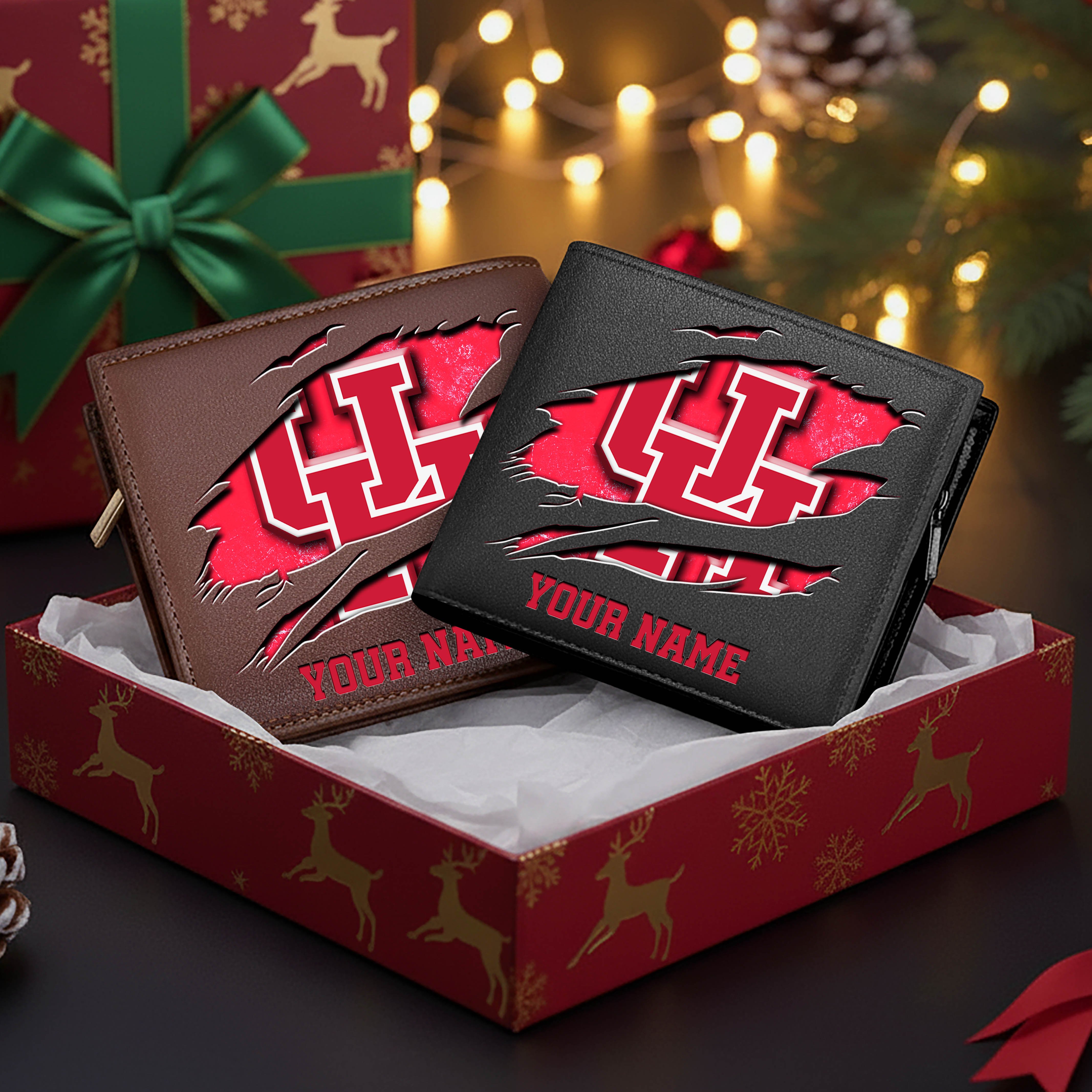 Houston Cougars Men Wallet Custom Your Name, Football Team Men Wallet For Fans, Gifts For Football Lovers EHIVM-08213237A