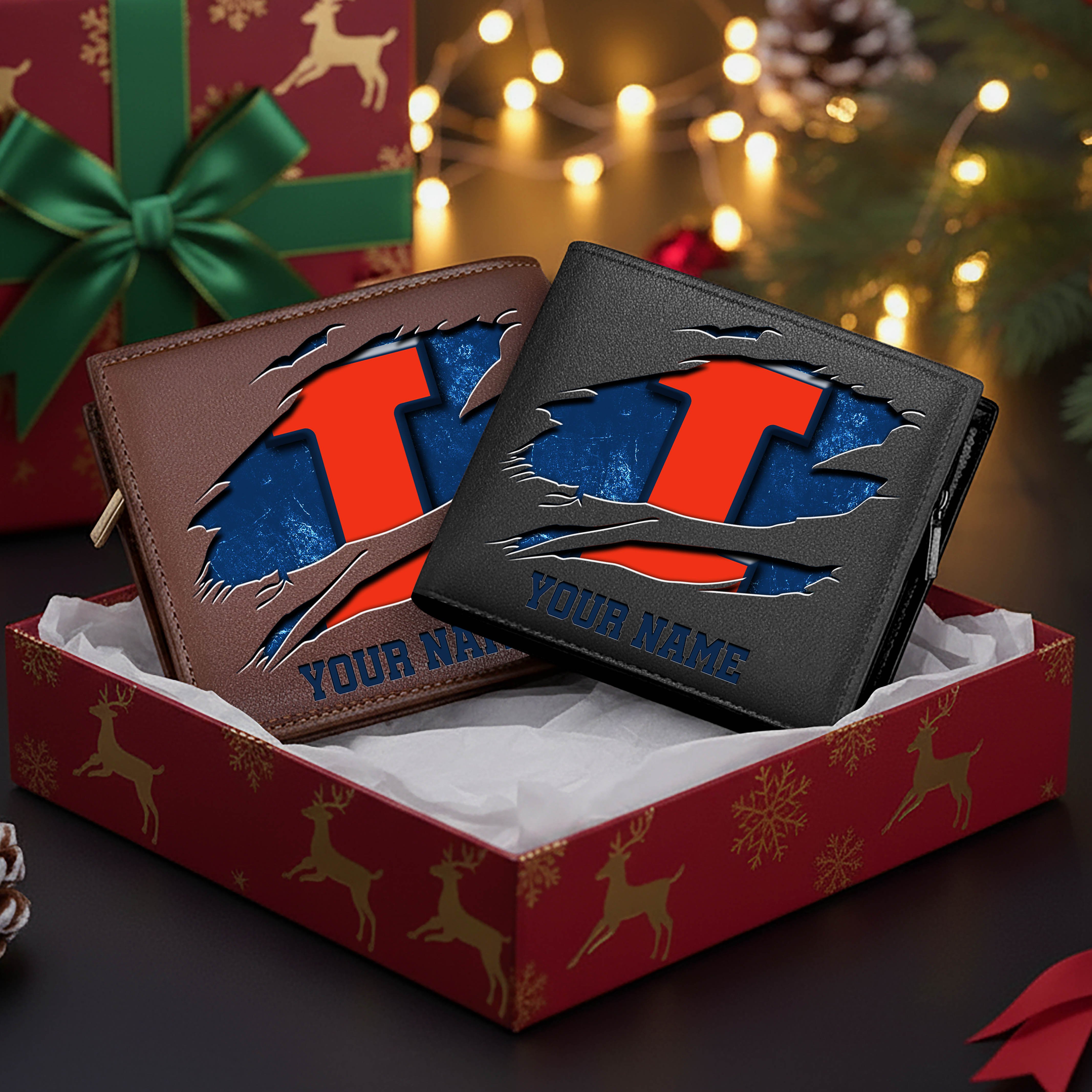 Illinois Fighting Illini Men Wallet Custom Your Name, Football Team Men Wallet For Fans, Gifts For Football Lovers EHIVM-08213237A