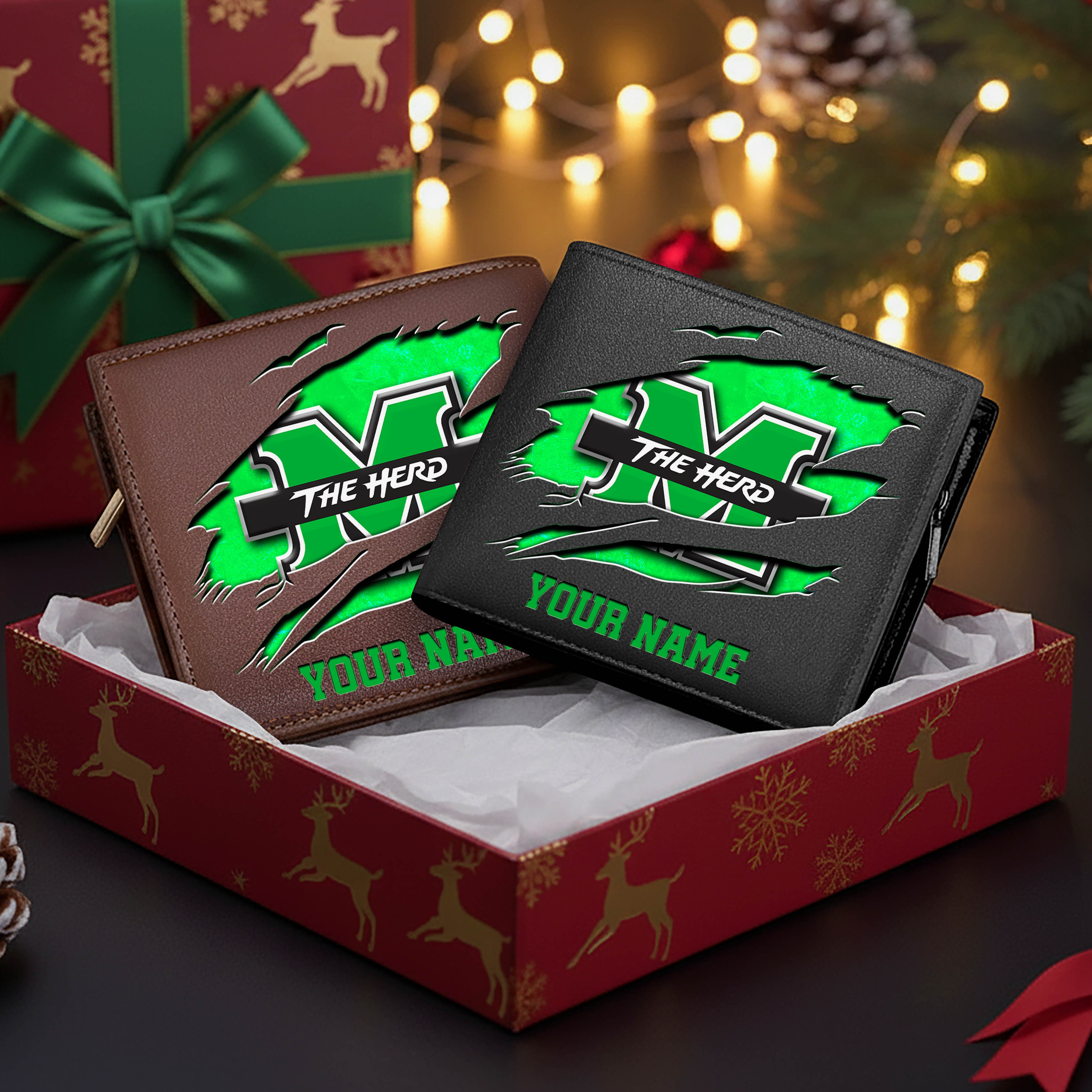 Marshall Thundering Herd Men Wallet Custom Your Name, Football Team Men Wallet For Fans, Gifts For Football Lovers EHIVM-08213237A
