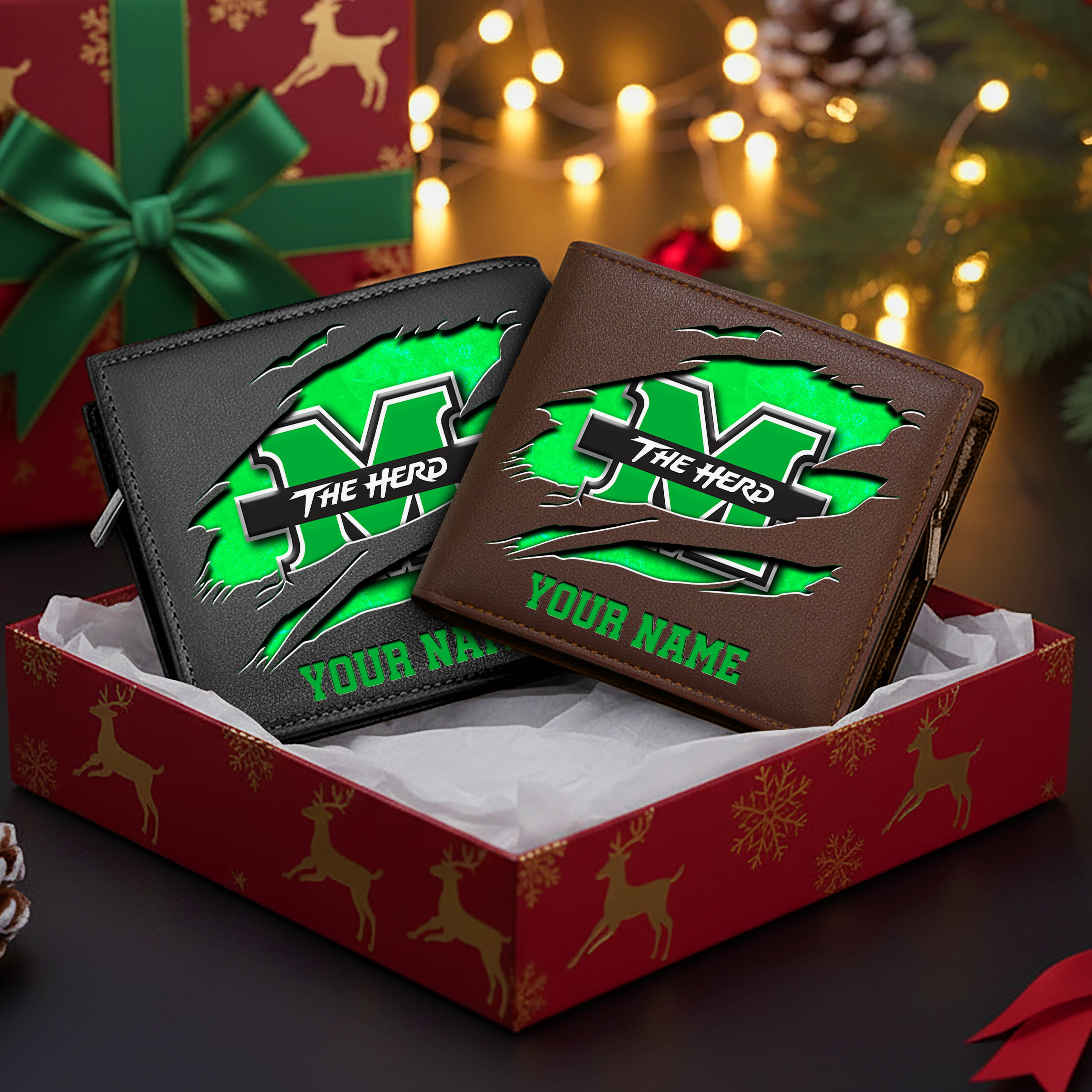 Alternative view of Marshall Thundering Herd Men Wallet Custom Your Name, Football Team Men Wallet For Fans, Gifts For Football Lovers EHIVM-08213237A
