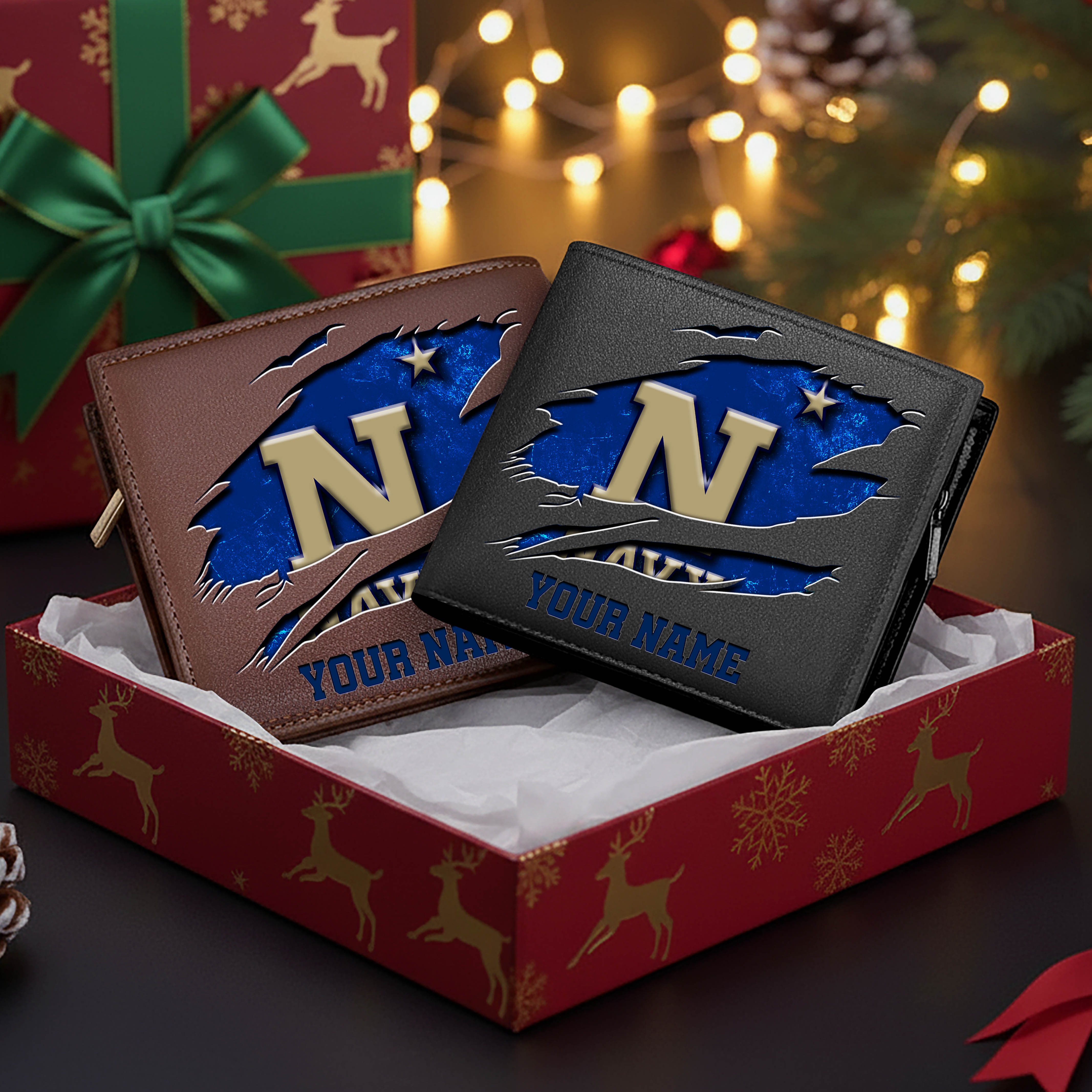 Navy Midshipmen Men Wallet Custom Your Name, Football Team Men Wallet For Fans, Gifts For Football Lovers EHIVM-08213237A