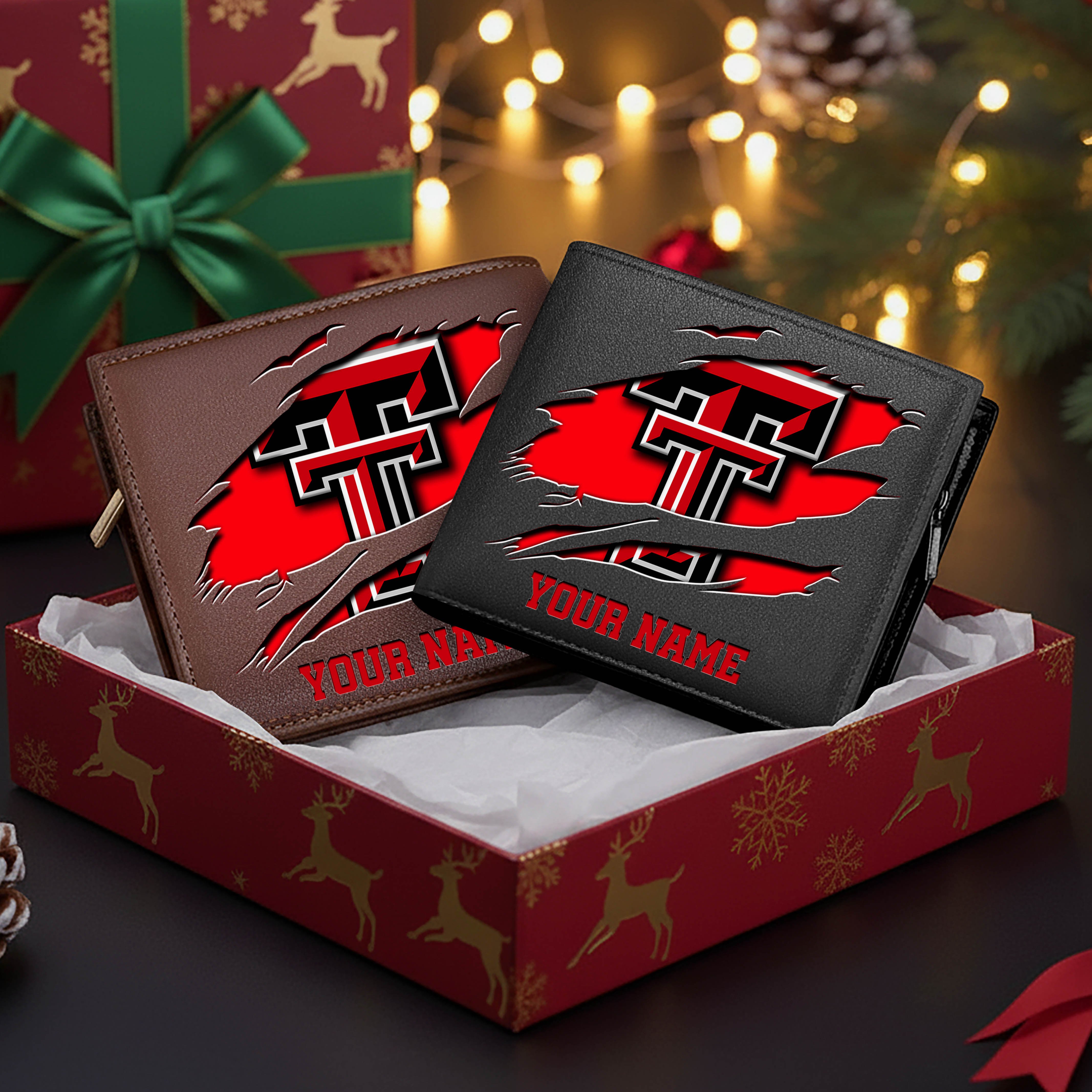 Texas Tech Red Raiders Men Wallet Custom Your Name, Football Team Men Wallet For Fans, Gifts For Football Lovers EHIVM-08213237A