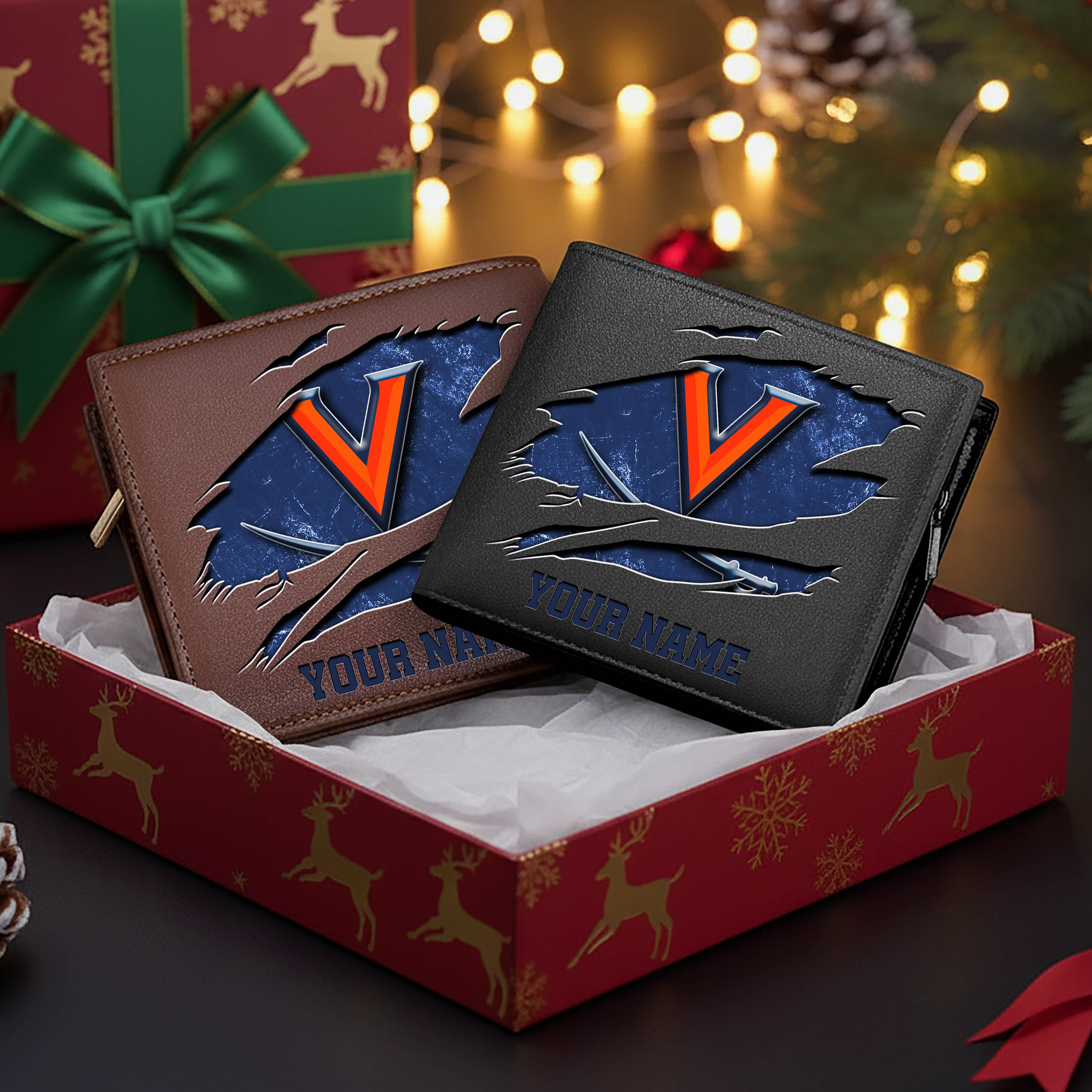 Virginia Cavaliers Men Wallet Custom Your Name, Football Team Men Wallet For Fans, Gifts For Football Lovers EHIVM-08213237A