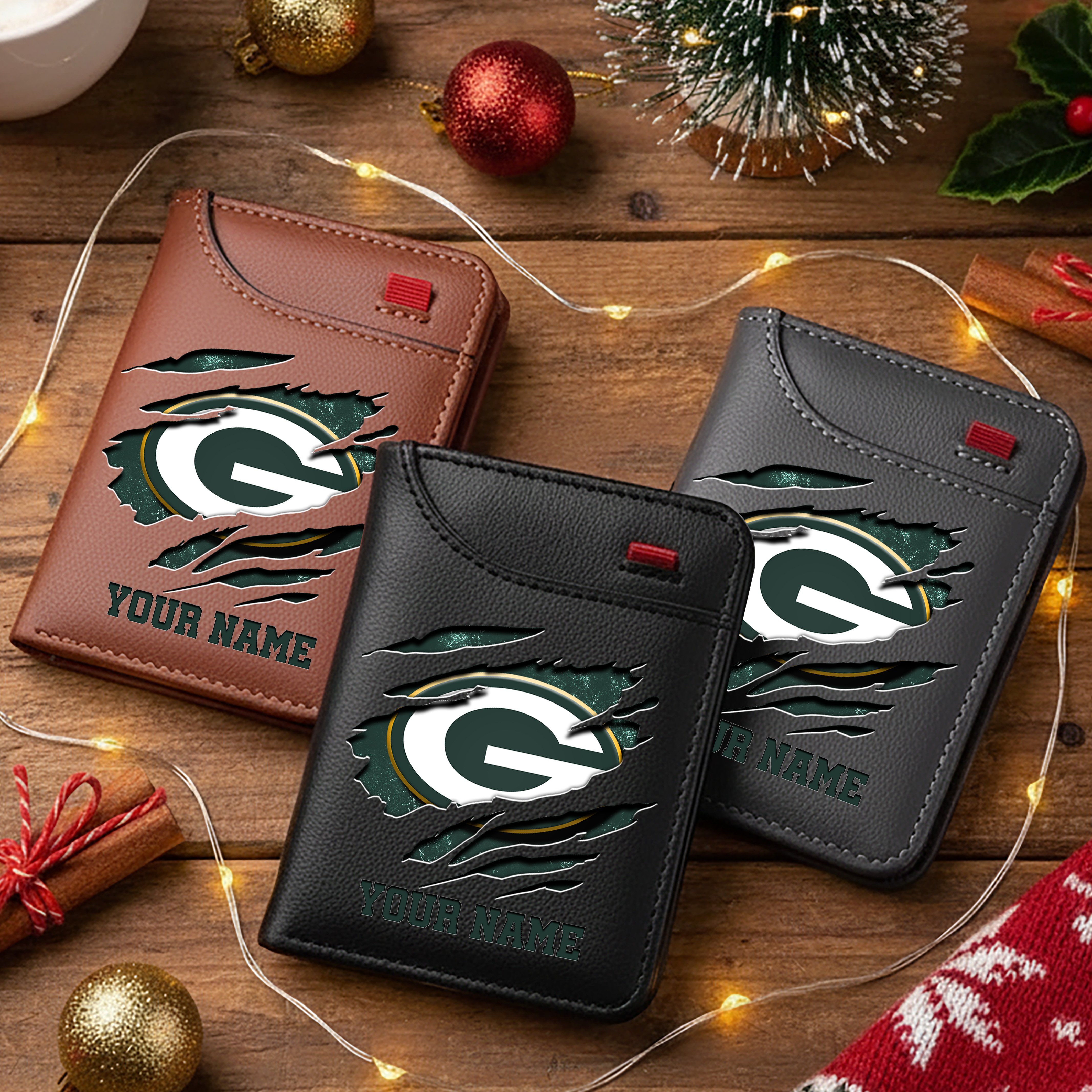 Green Bay Packers Men Wallet Custom Your Name, Football Team Men Wallet For Fans, Gifts For Football Lovers EHIVM-10023798N