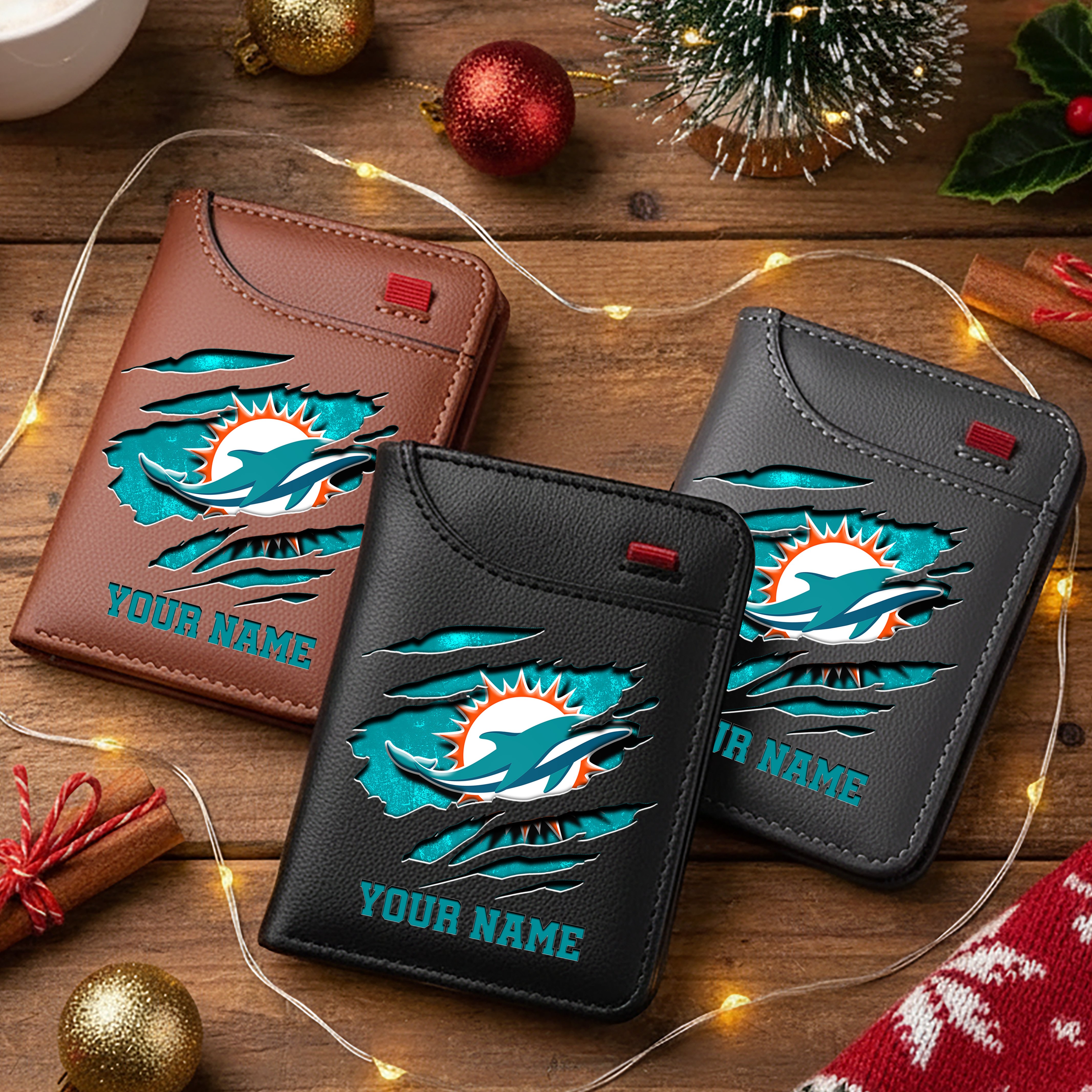 Miami Dolphins Men Wallet Custom Your Name, Football Team Men Wallet For Fans, Gifts For Football Lovers EHIVM-10023798N
