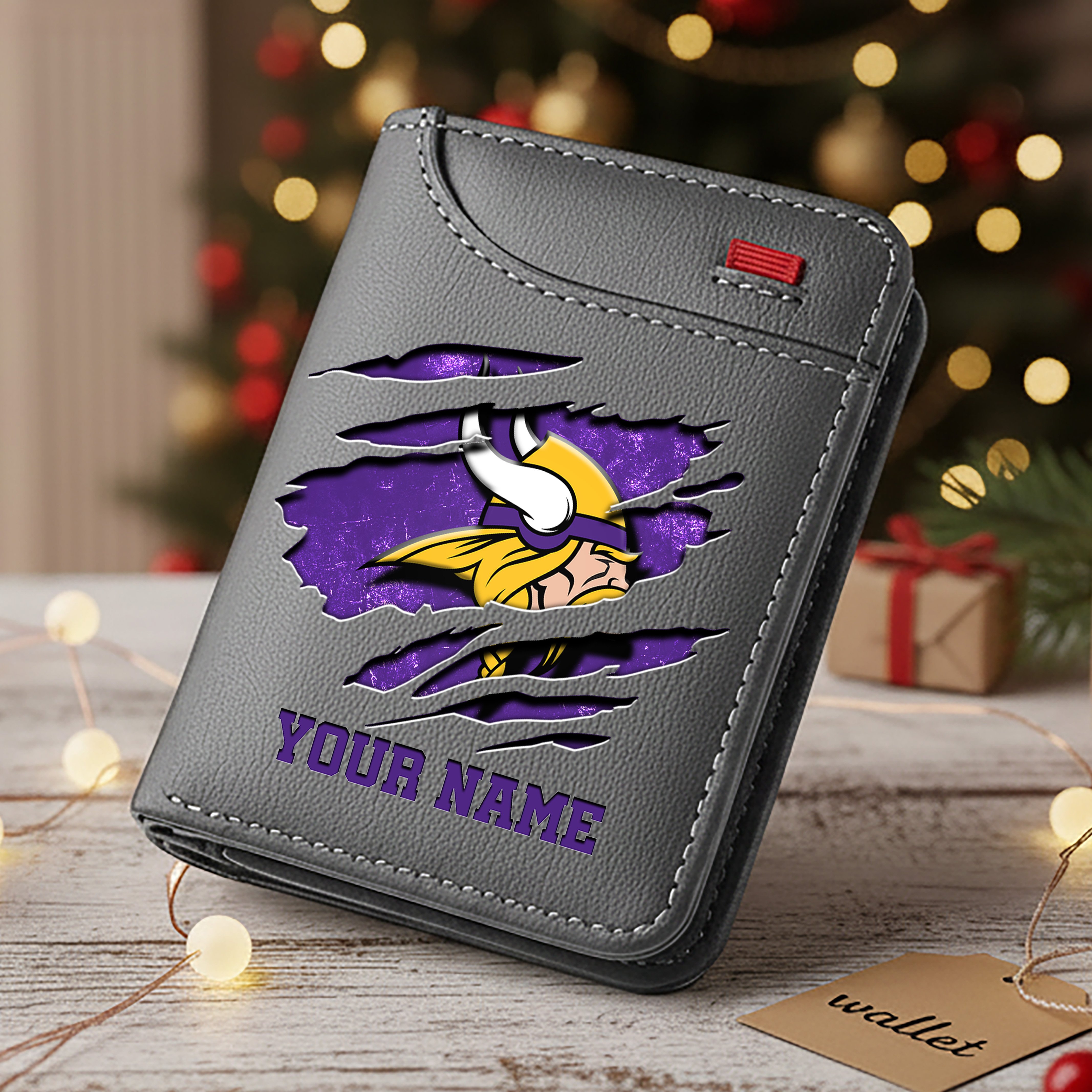 Alternative view of Minnesota Vikings Men Wallet Custom Your Name, Football Team Men Wallet For Fans, Gifts For Football Lovers EHIVM-10023798N