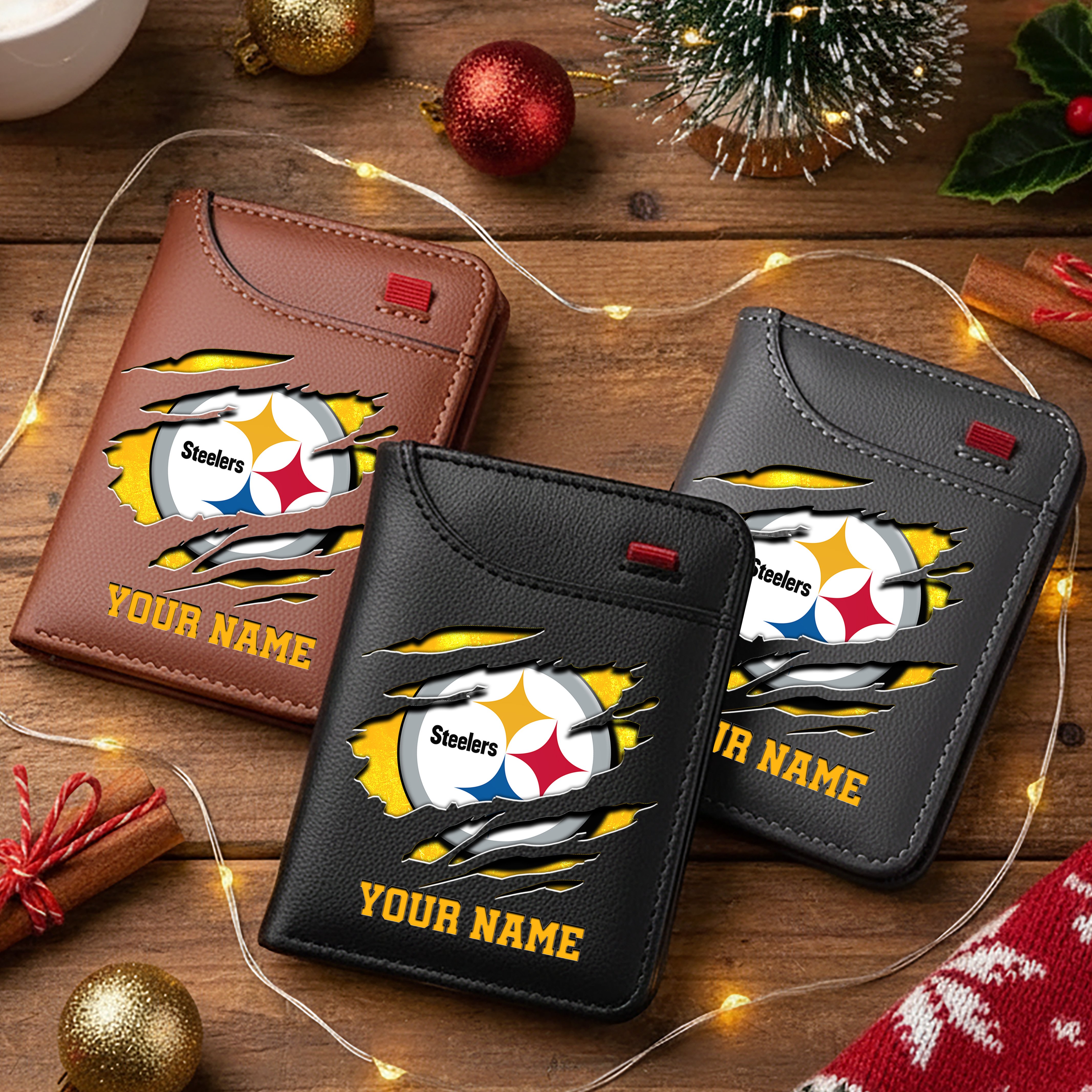 Pittsburgh Steelers Men Wallet Custom Your Name, Football Team Men Wallet For Fans, Gifts For Football Lovers EHIVM-10023798N