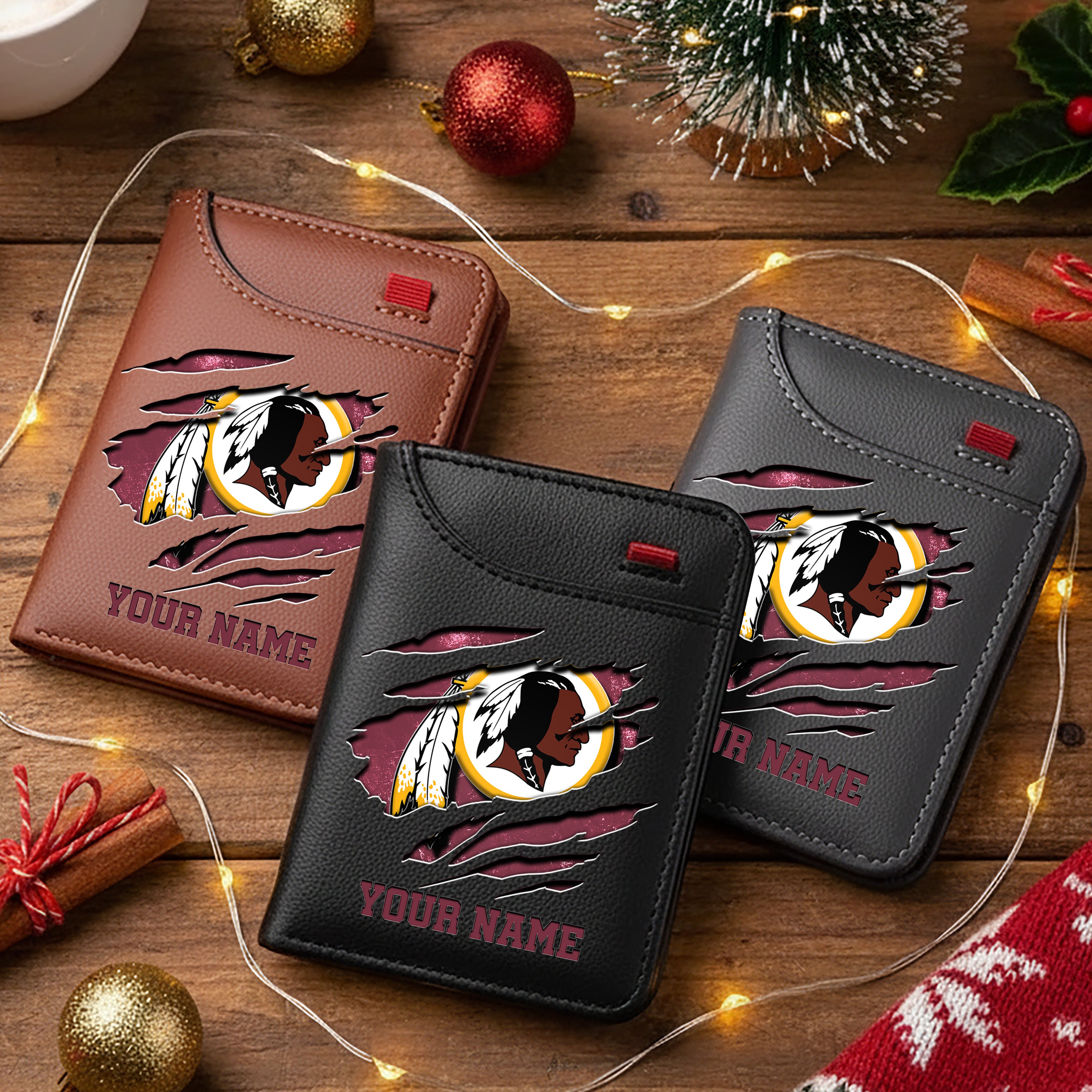 Washington Redskins Men Wallet Custom Your Name, Football Team Men Wallet For Fans, Gifts For Football Lovers EHIVM-10023798N