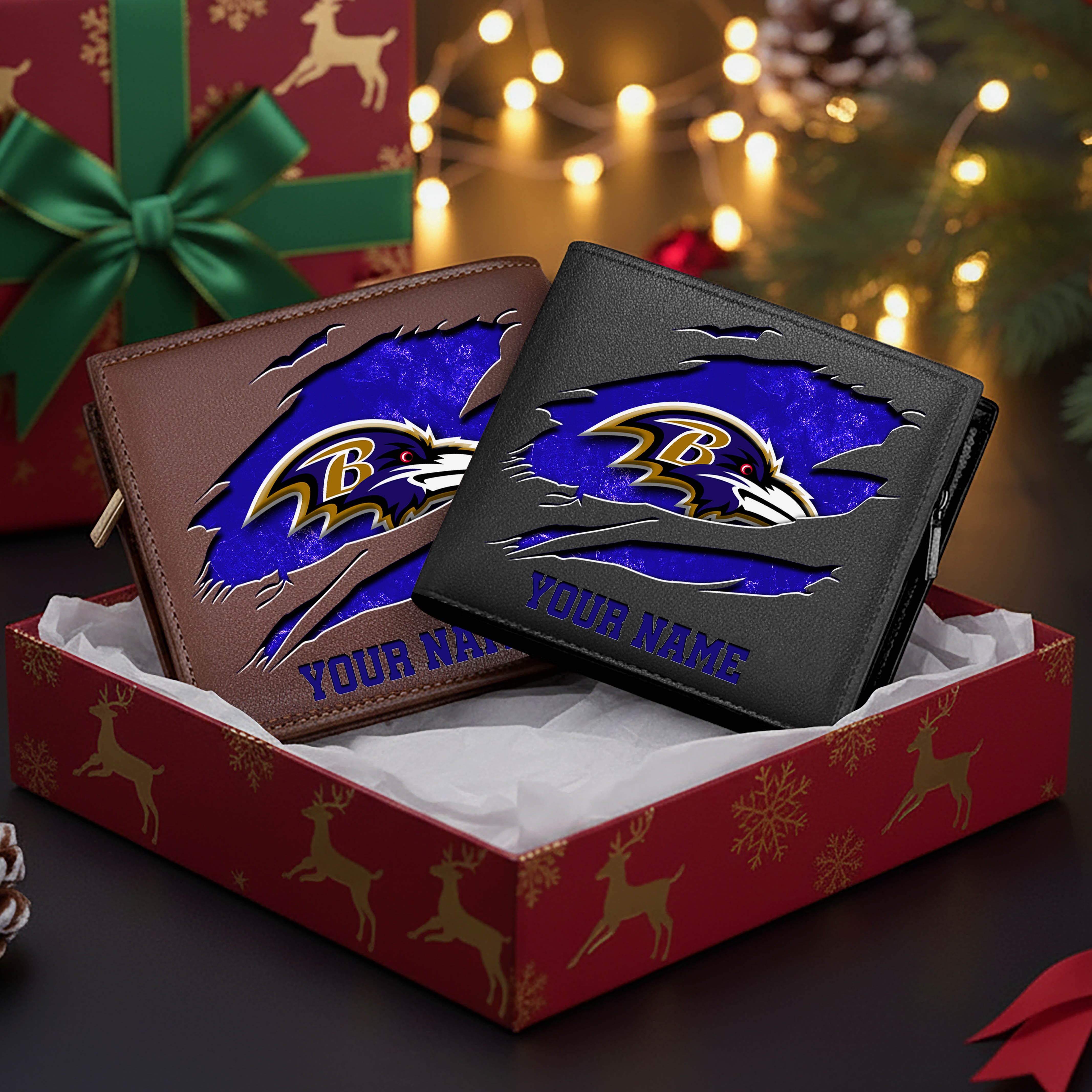 Baltimore Ravens Men Wallet Custom Your Name, Football Team Men Wallet For Fans, Gifts For Football Lovers EHIVM-11034364N