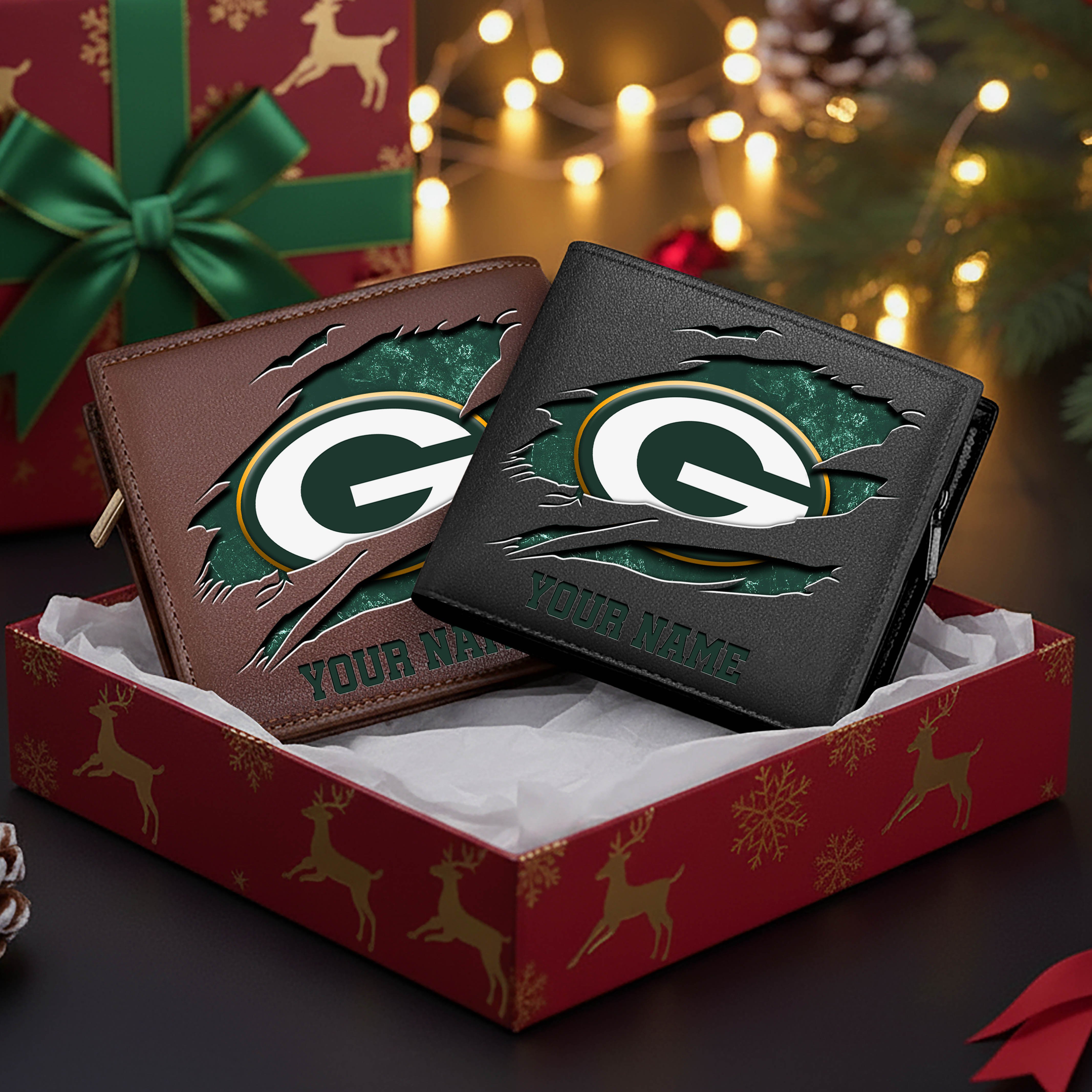 Green Bay Packers Men Wallet Custom Your Name, Football Team Men Wallet For Fans, Gifts For Football Lovers EHIVM-11034364N