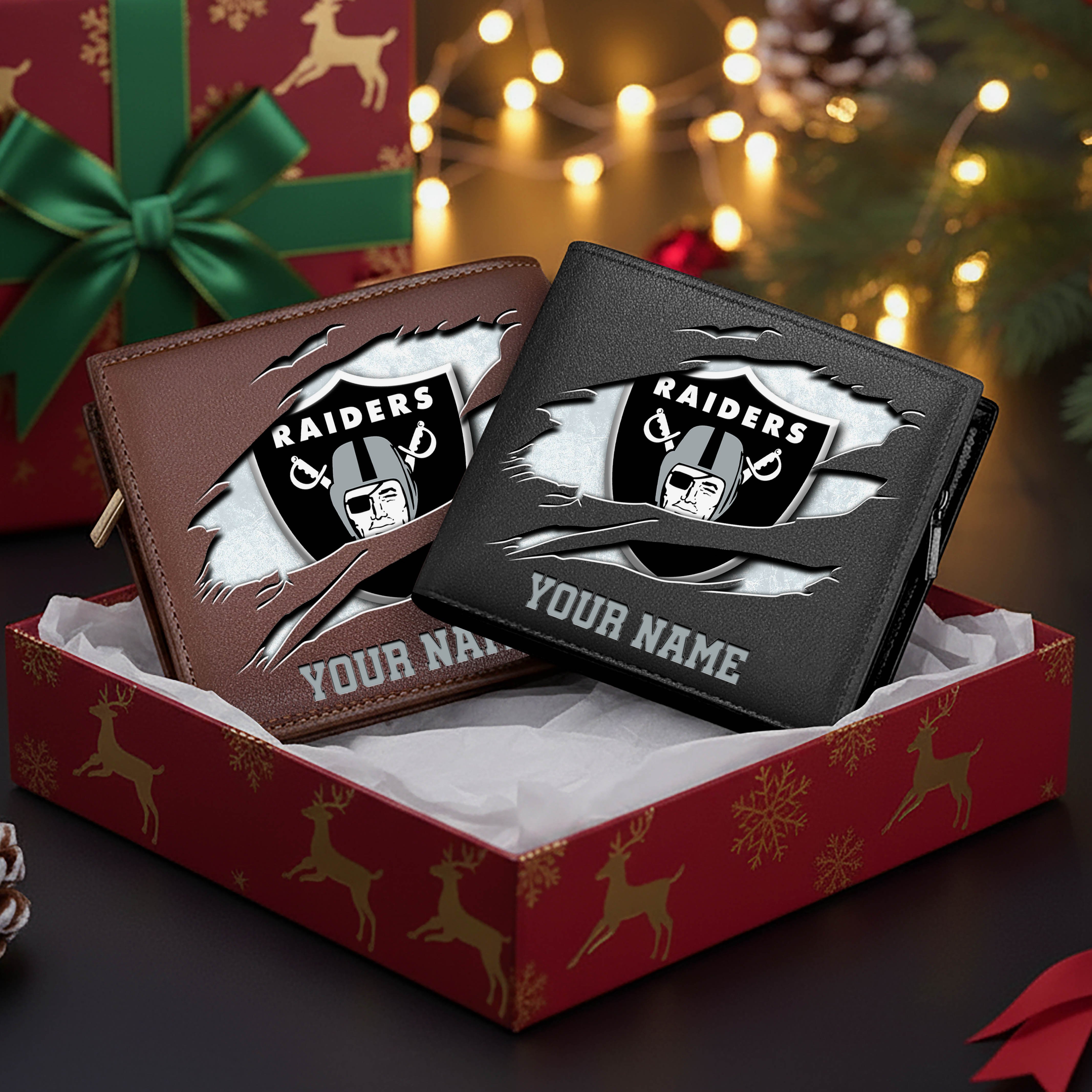 Las Vegas Raiders Men Wallet Custom Your Name, Football Team Men Wallet For Fans, Gifts For Football Lovers EHIVM-11034364N