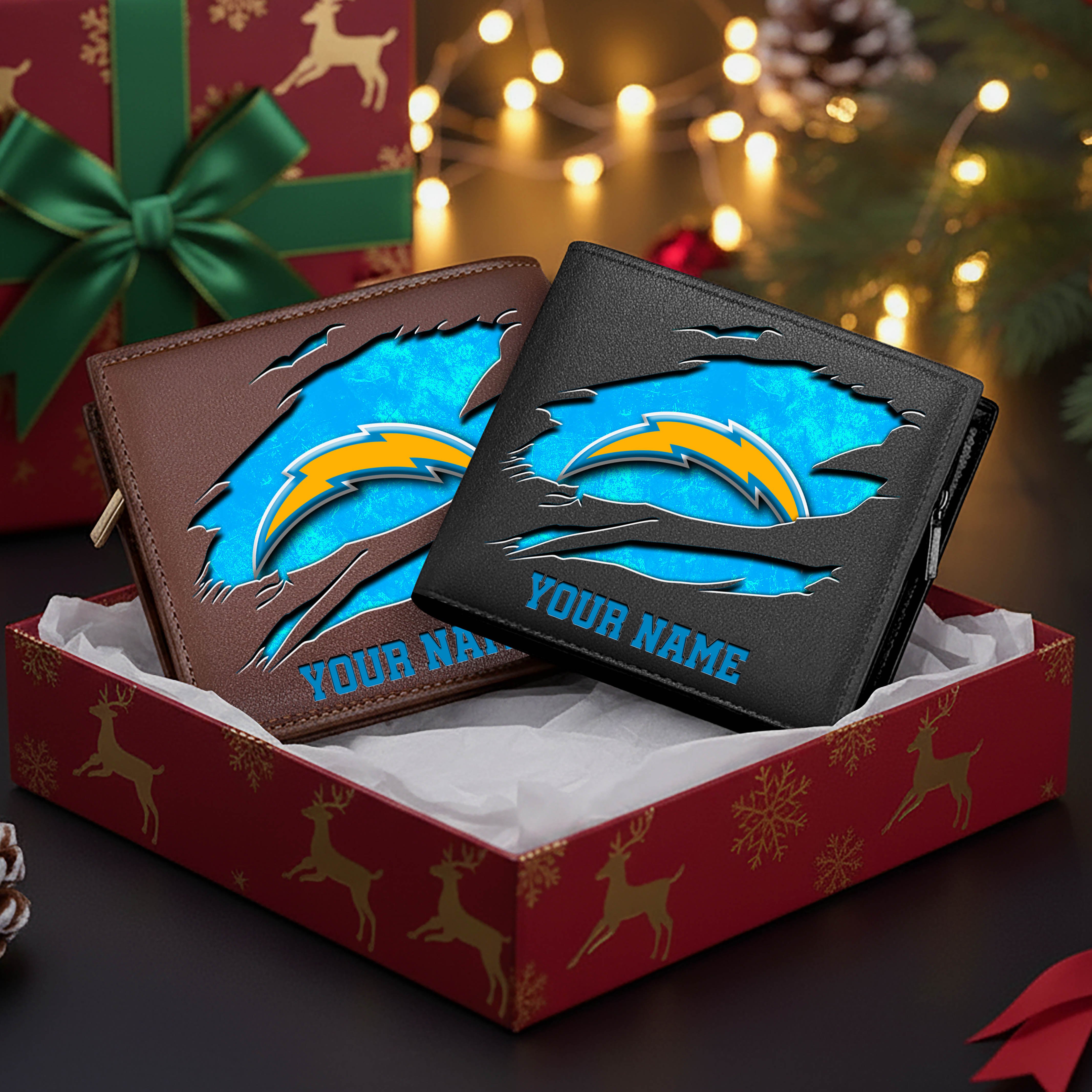 Los Angeles Chargers Men Wallet Custom Your Name, Football Team Men Wallet For Fans, Gifts For Football Lovers EHIVM-11034364N