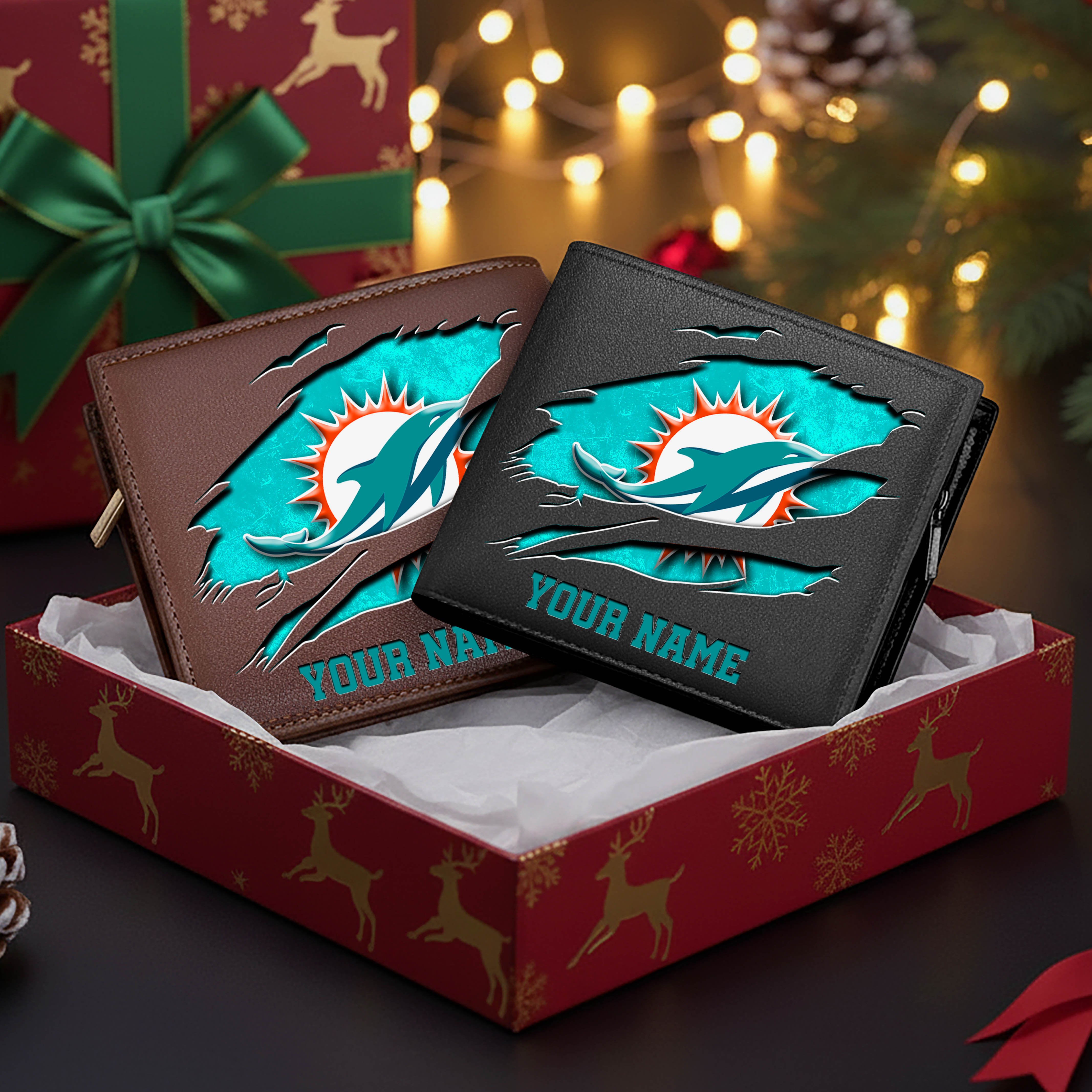 Miami Dolphins Men Wallet Custom Your Name, Football Team Men Wallet For Fans, Gifts For Football Lovers EHIVM-11034364N