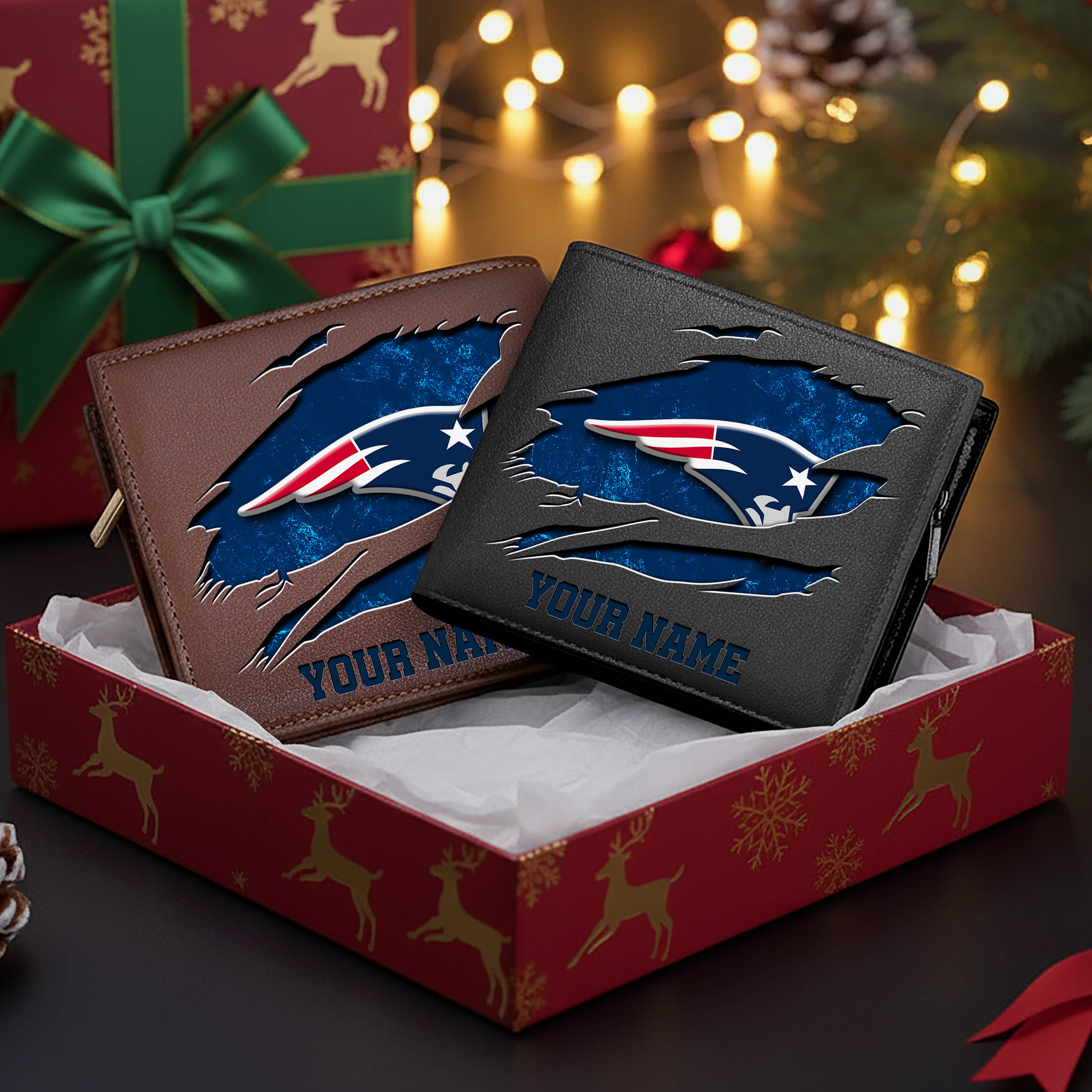 New England Patriots Men Wallet Custom Your Name, Football Team Men Wallet For Fans, Gifts For Football Lovers EHIVM-11034364N