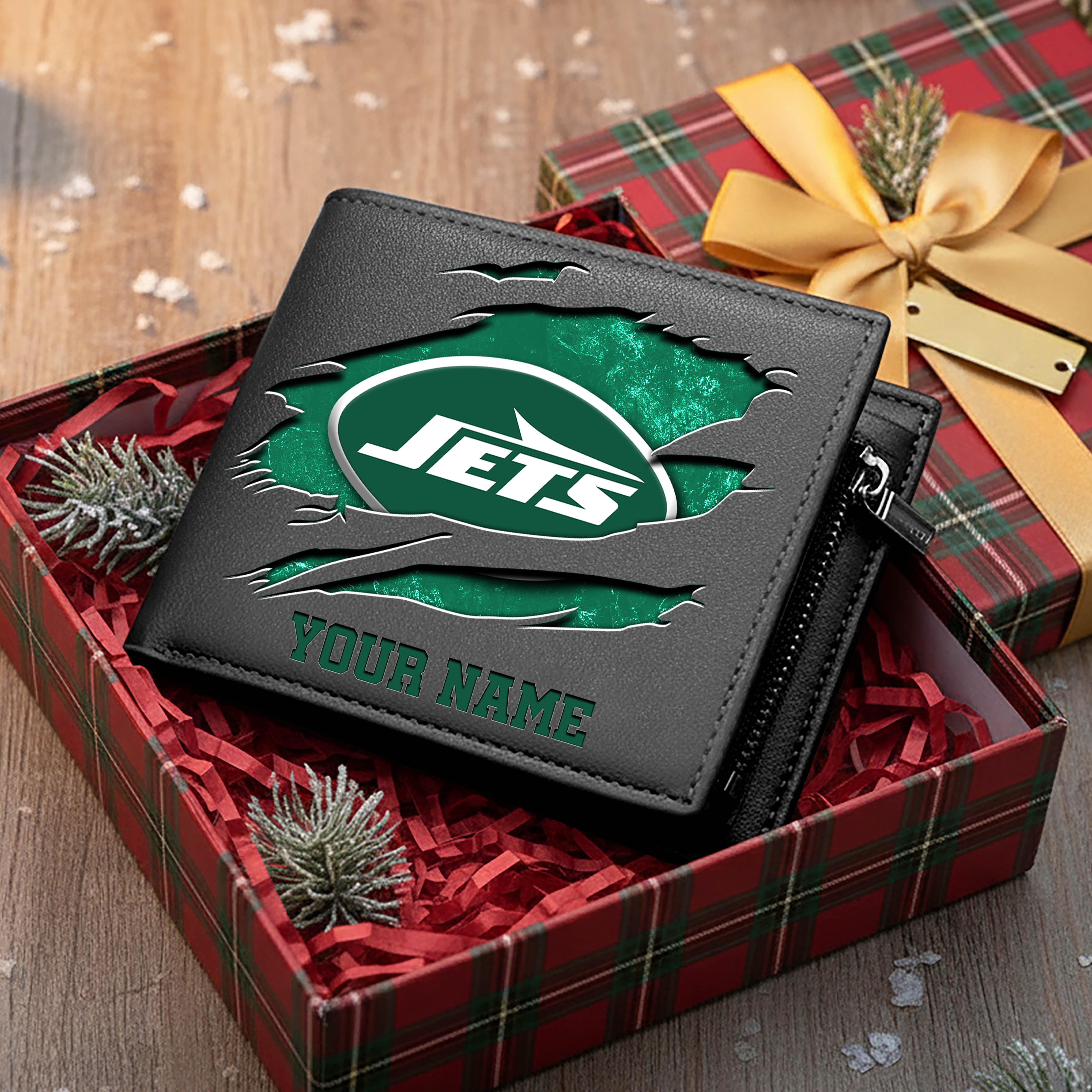 New York Jets Men Wallet Custom Your Name, Football Team Men Wallet For Fans, Gifts For Football Lovers EHIVM-11034364N - Image 3