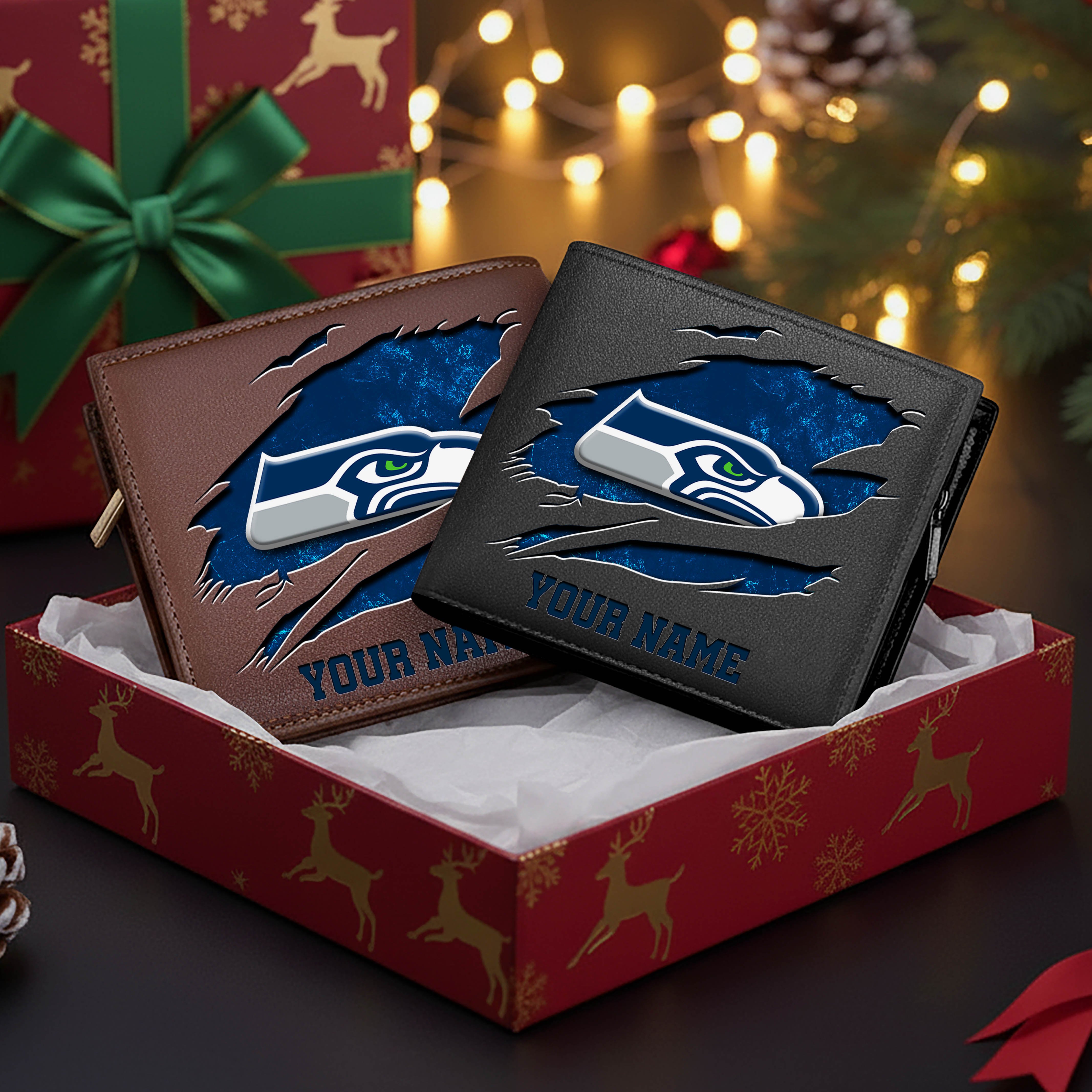 Seattle Seahawks Men Wallet Custom Your Name, Football Team Men Wallet For Fans, Gifts For Football Lovers EHIVM-11034364N