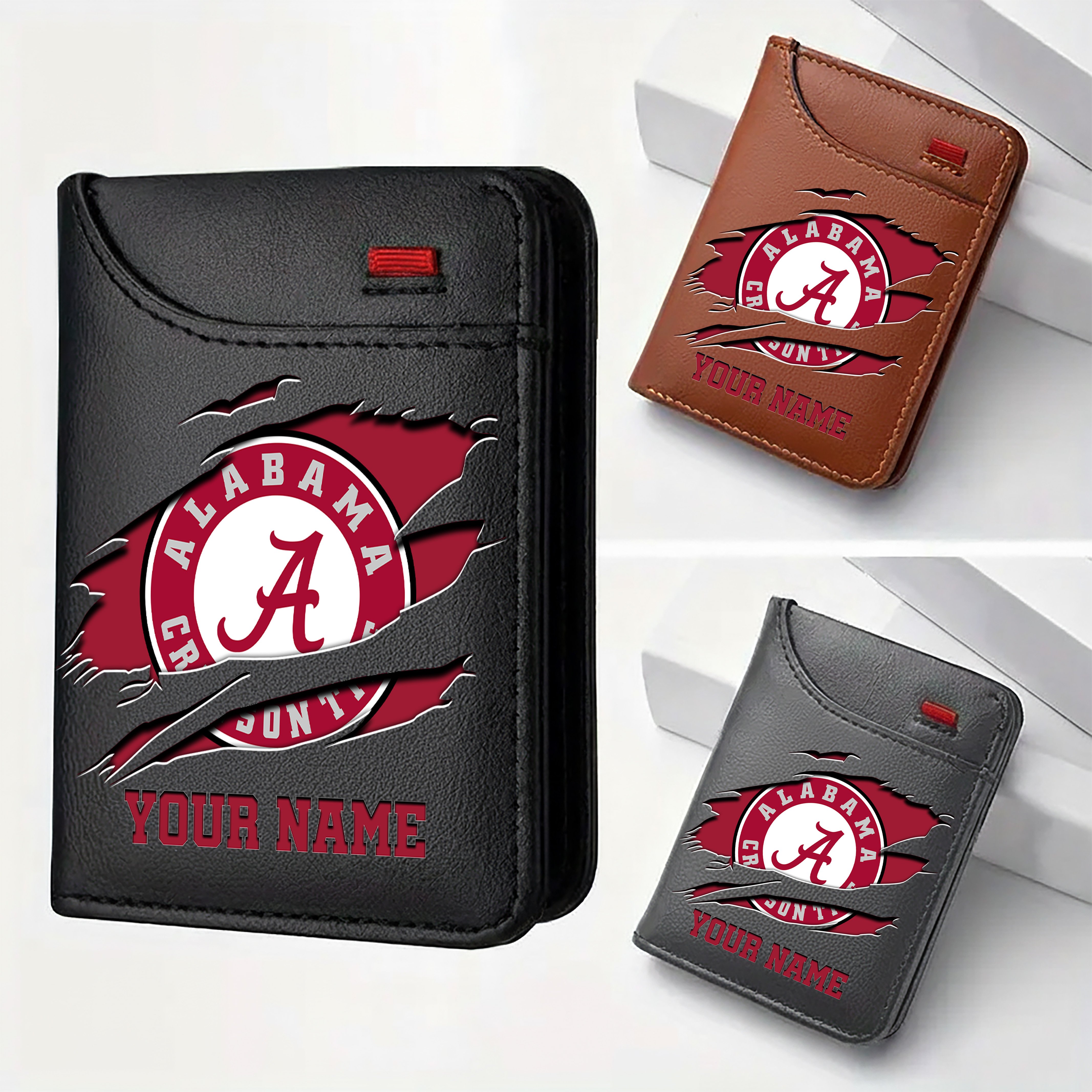 Alabama Crimson Tide Men Wallet Custom Your Name, Football Team Men Wallet For Fans, Gifts For Football Lovers EHIVM-09253657A