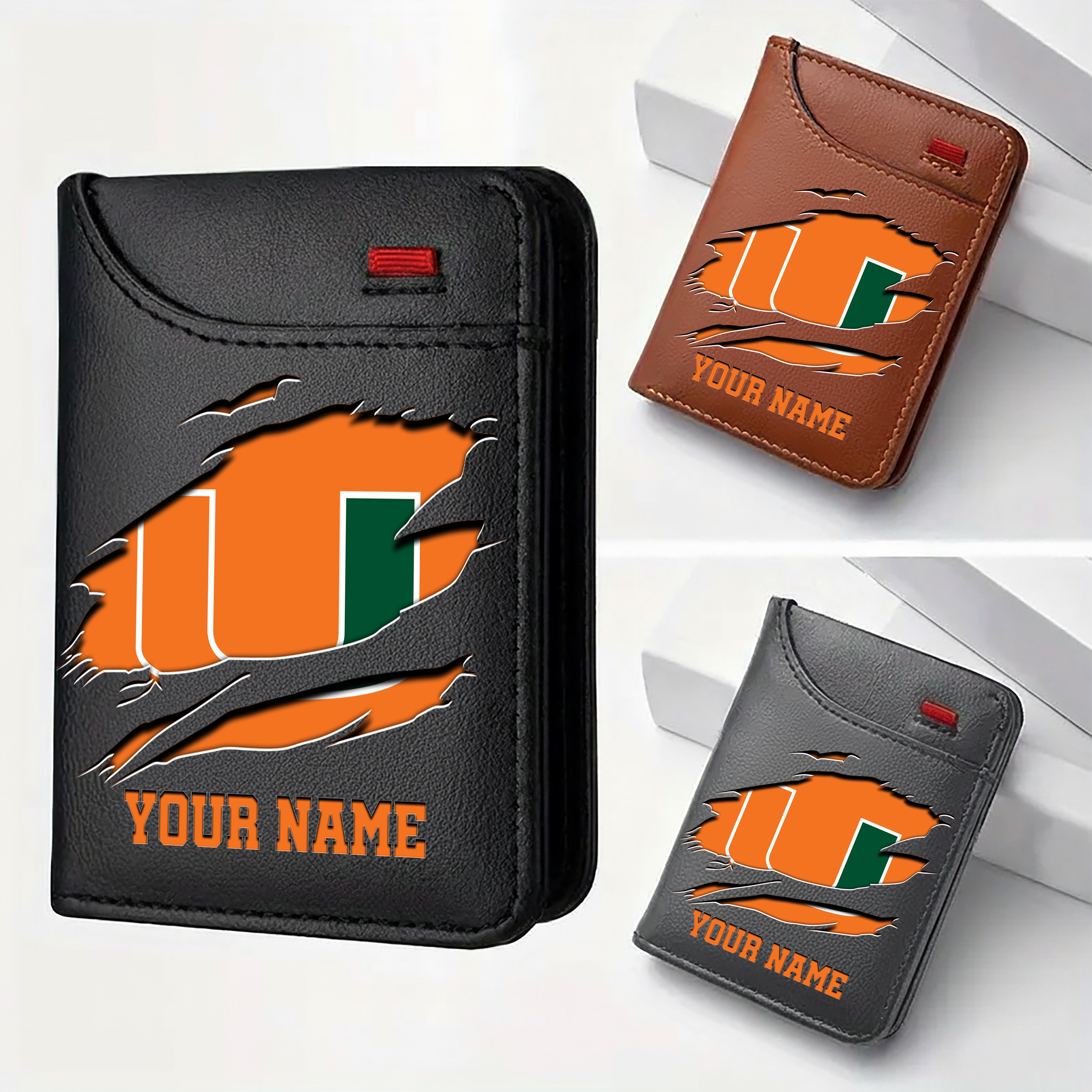 Miami Hurricanes Men Wallet Custom Your Name, Football Team Men Wallet For Fans, Gifts For Football Lovers EHIVM-09253657A
