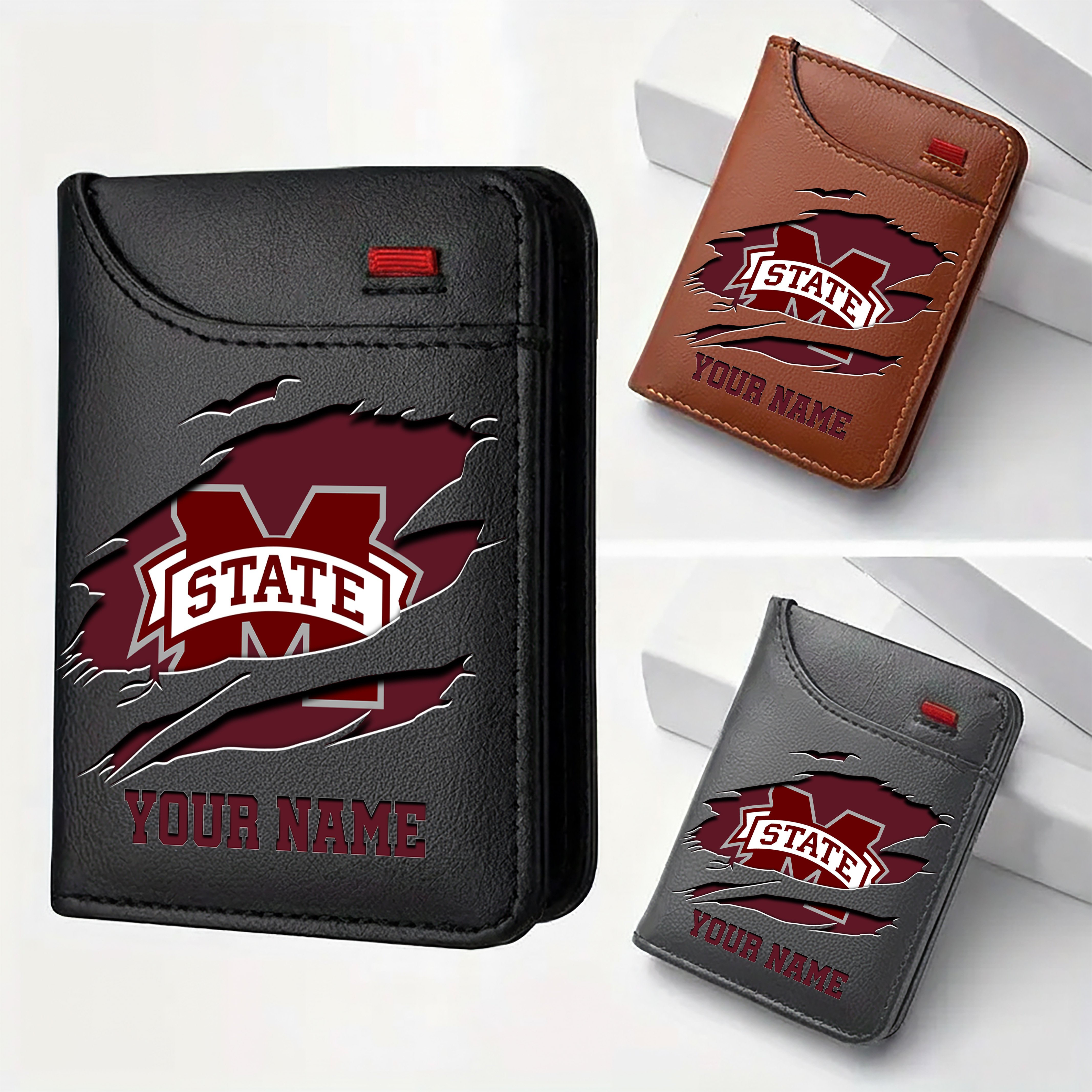 Mississippi State Bulldogs Men Wallet Custom Your Name, Football Team Men Wallet For Fans, Gifts For Football Lovers EHIVM-09253657A