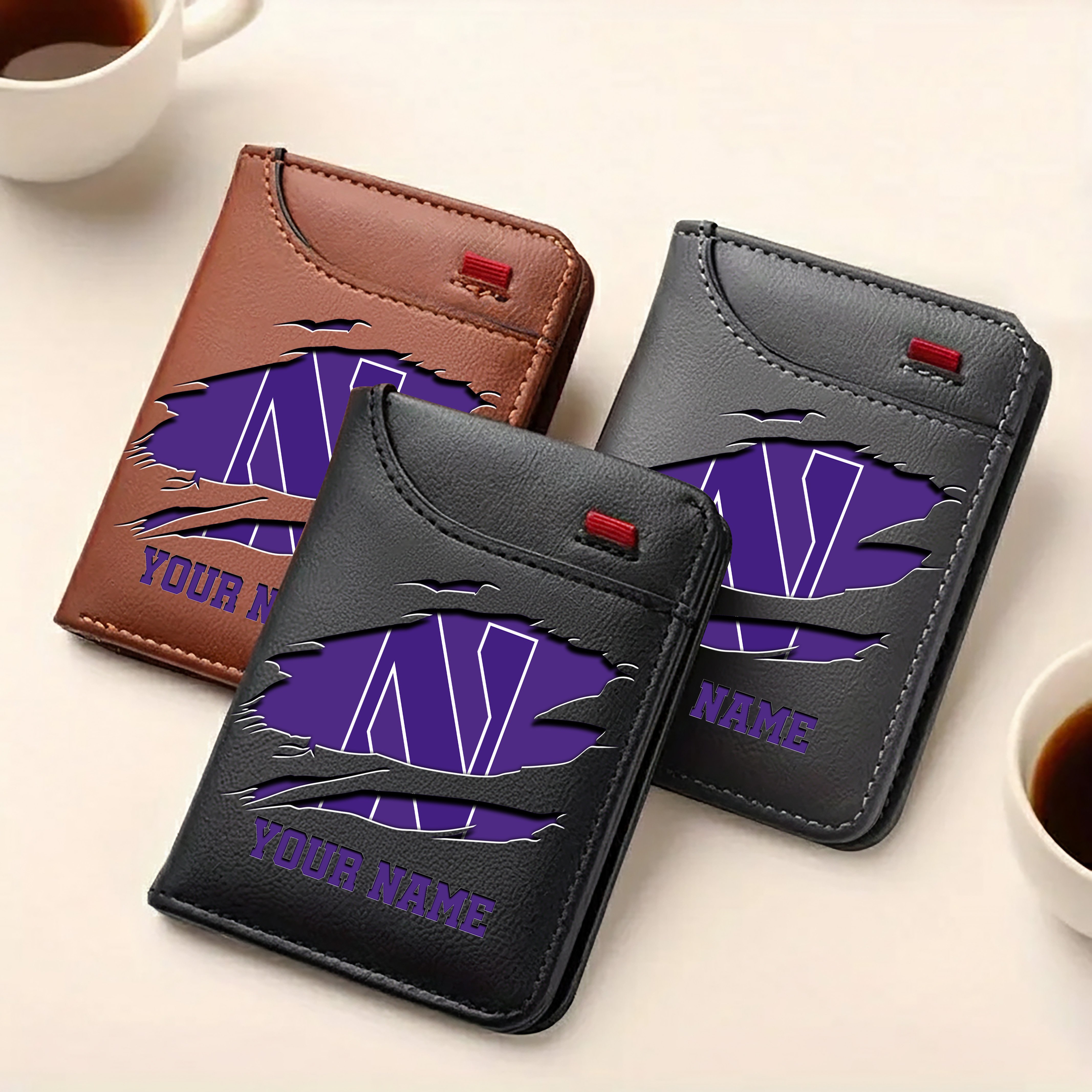 Alternative view of Northwestern Wildcats Men Wallet Custom Your Name, Football Team Men Wallet For Fans, Gifts For Football Lovers EHIVM-09253657A