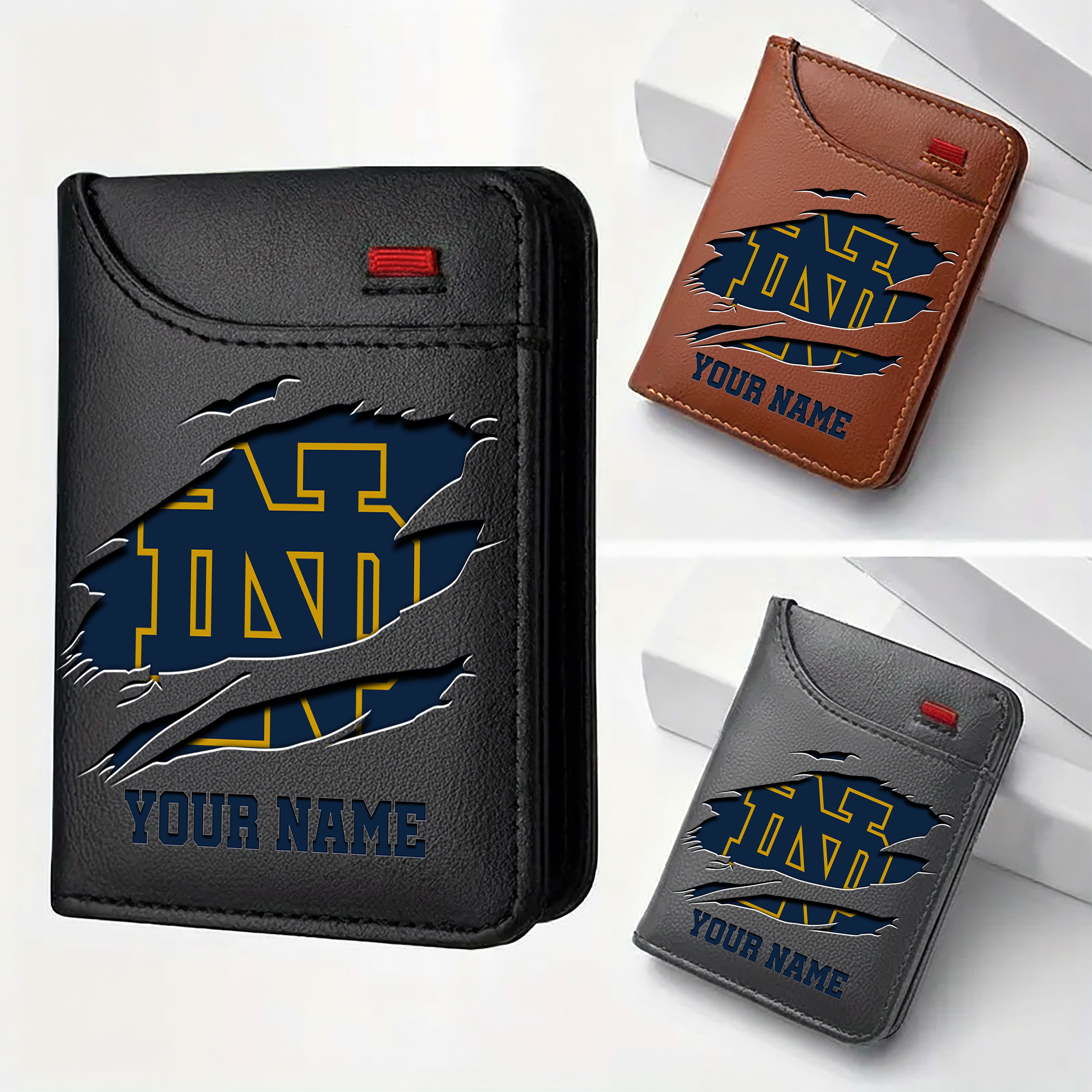 Notre Dame Fighting Irish Men Wallet Custom Your Name, Football Team Men Wallet For Fans, Gifts For Football Lovers EHIVM-09253657A