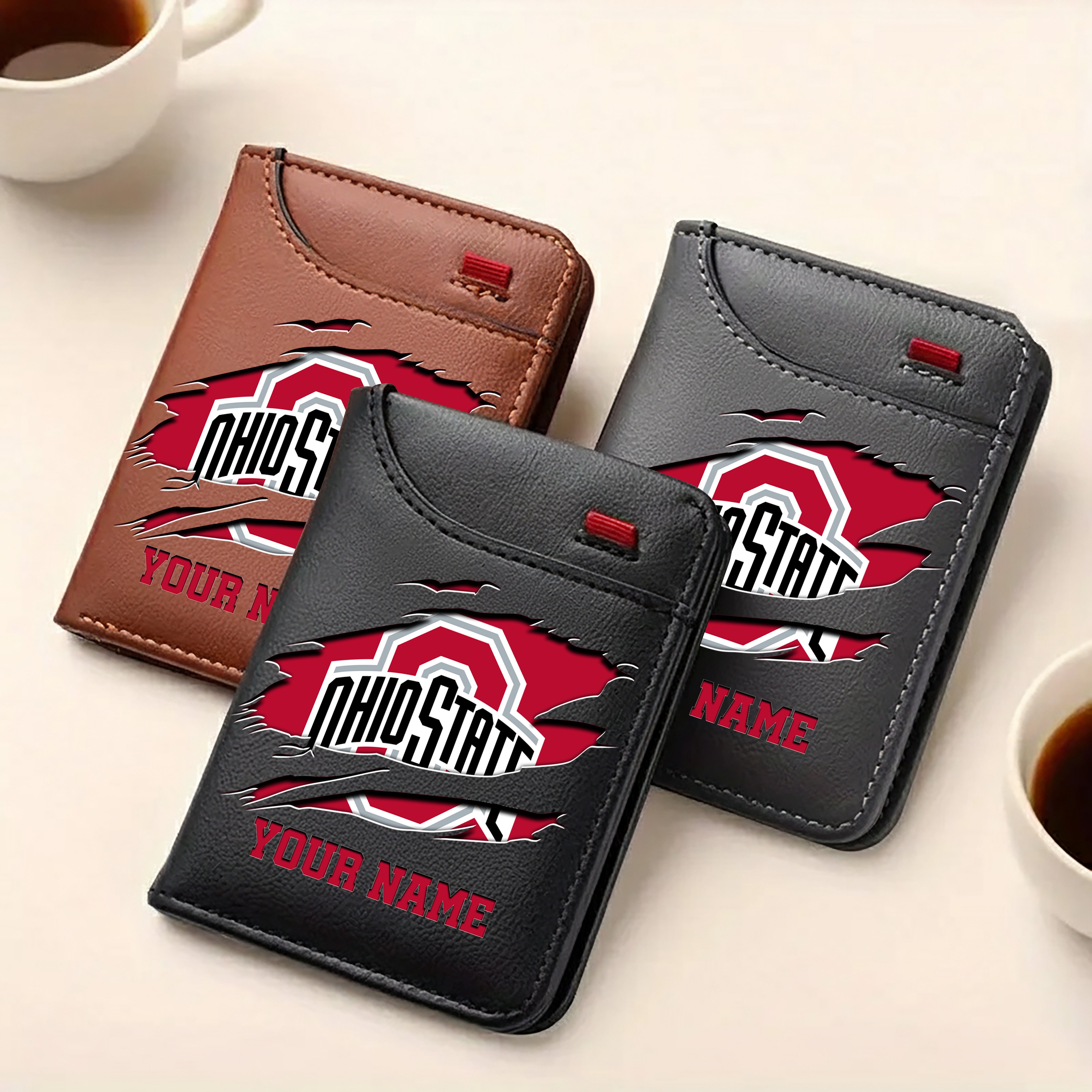 Alternative view of Ohio State Buckeyes Men Wallet Custom Your Name, Football Team Men Wallet For Fans, Gifts For Football Lovers EHIVM-09253657A