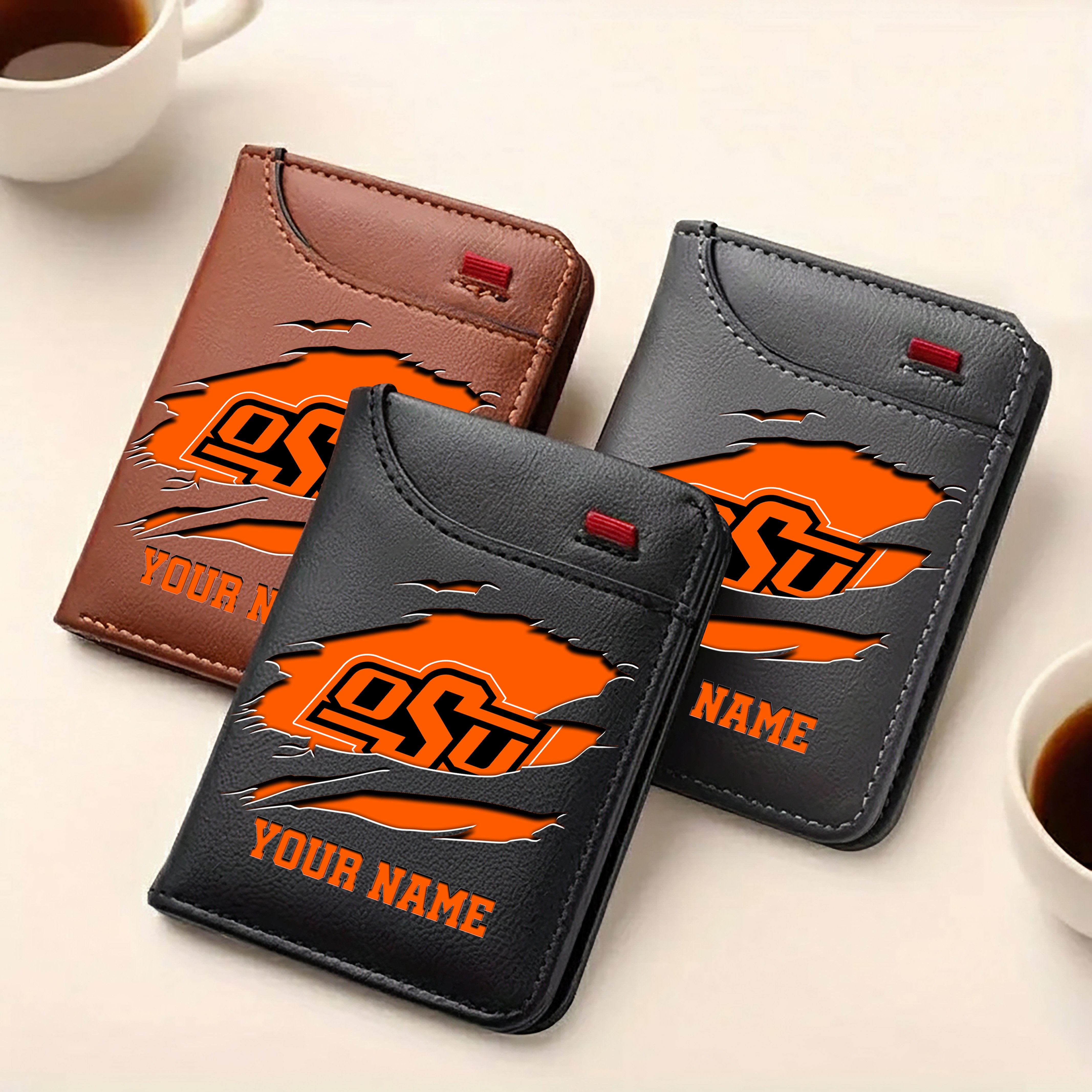 Alternative view of Oklahoma State Cowboys Men Wallet Custom Your Name, Football Team Men Wallet For Fans, Gifts For Football Lovers EHIVM-09253657A