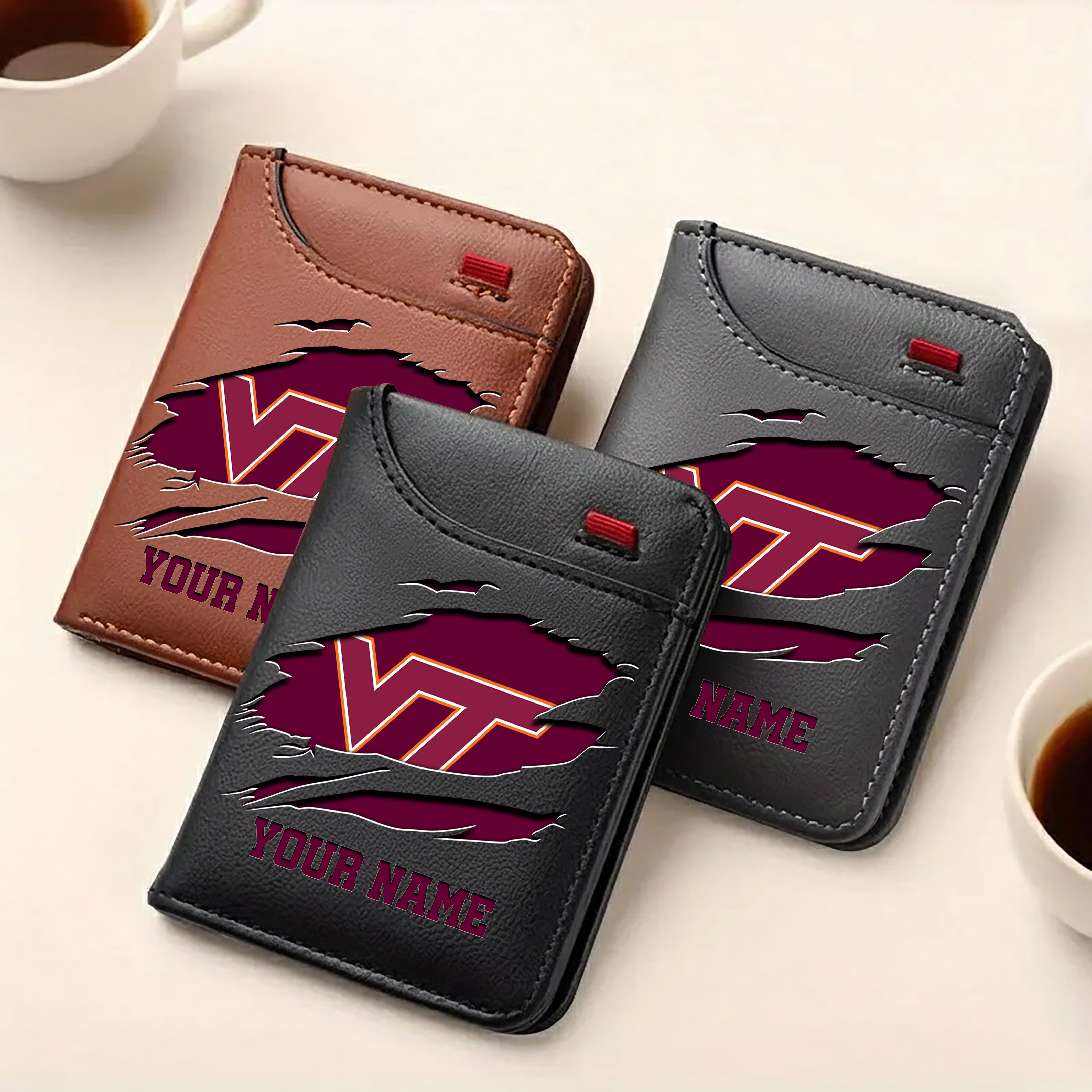 Alternative view of Virginia Tech Hokies Men Wallet Custom Your Name, Football Team Men Wallet For Fans, Gifts For Football Lovers EHIVM-09253657A