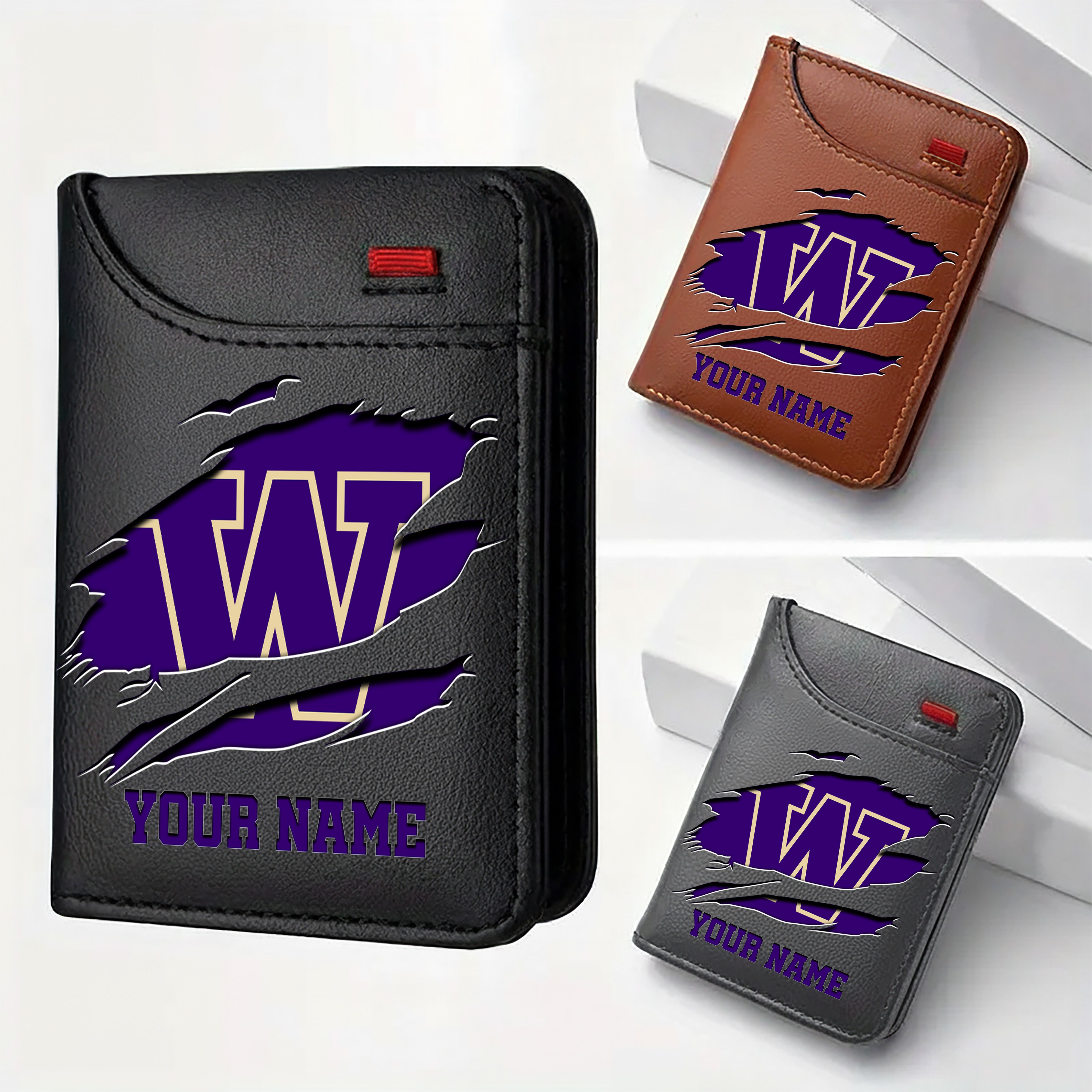 Washington Huskies Men Wallet Custom Your Name, Football Team Men Wallet For Fans, Gifts For Football Lovers EHIVM-09253657A