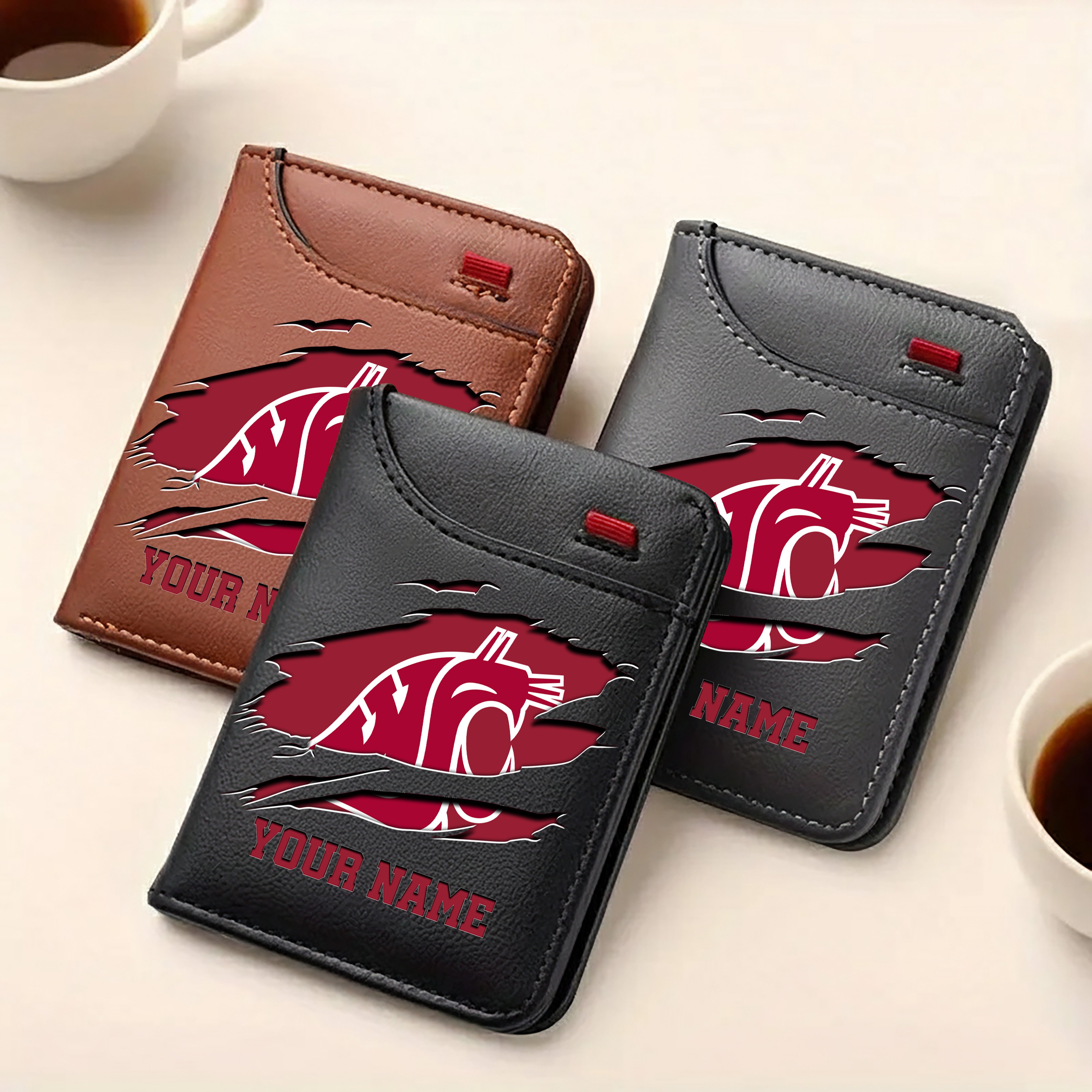 Alternative view of Washington State Cougars Men Wallet Custom Your Name, Football Team Men Wallet For Fans, Gifts For Football Lovers EHIVM-09253657A
